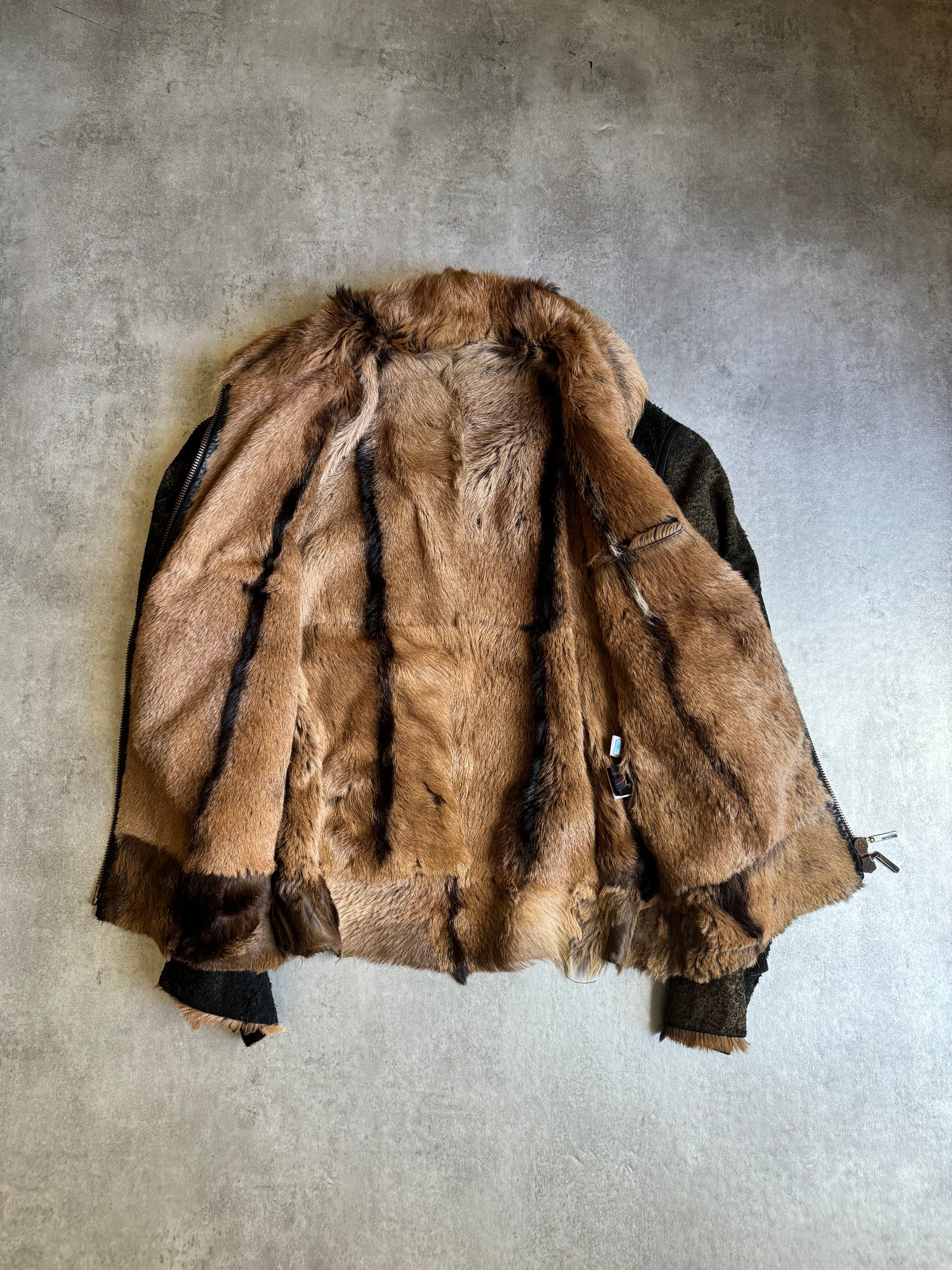 AW2005 Roberto Cavalli Royal Eroded Fur Leather Jacket (M) - 7