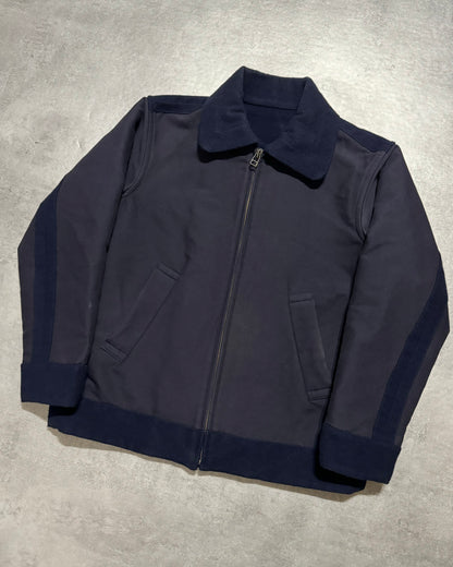 Issey Miyake Navy Wool Aero Relaxed Japanese Coach Jacket (L) - 3