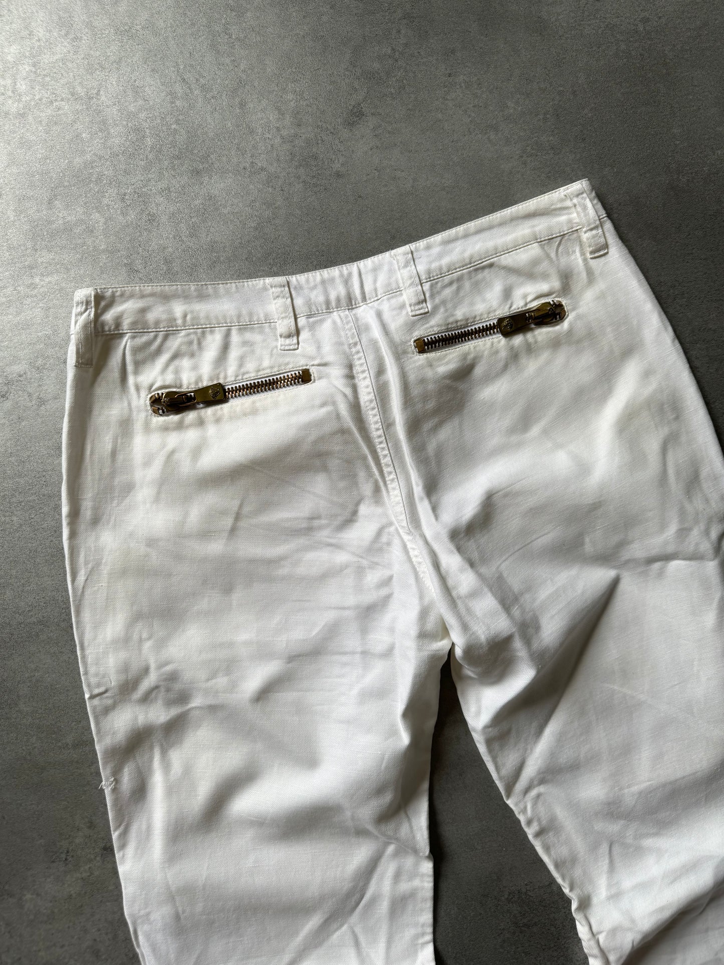 2000s Versace White Relaxed Cargo Pants  (S) - 4