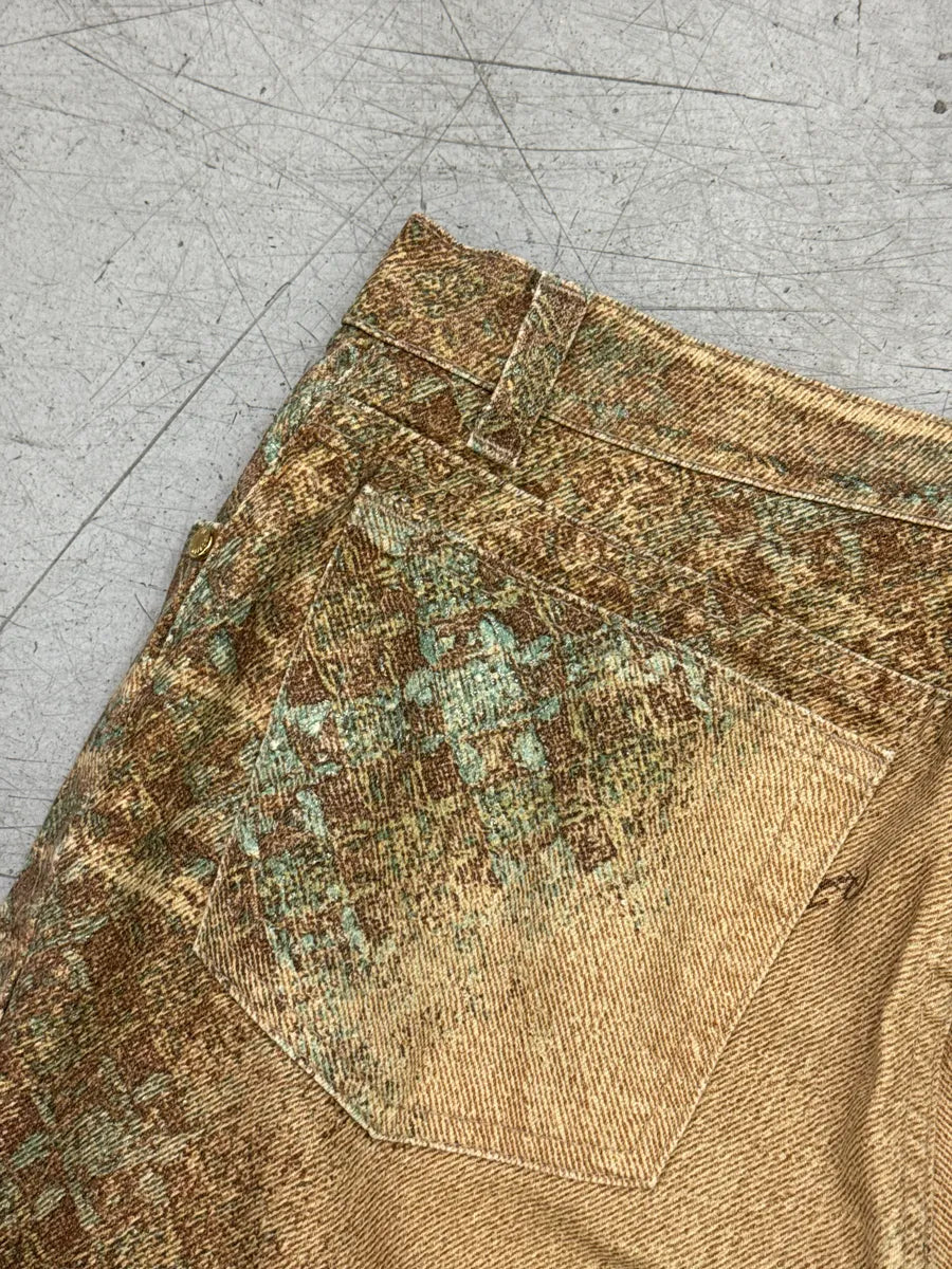 AW2002 Roberto Cavalli Golden Beige Abstract Jacquard Metallic Leg Pants qCiuUAIO 10