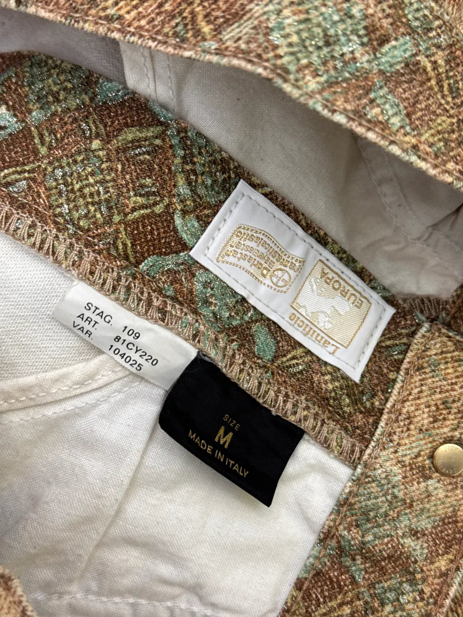 AW2002 Roberto Cavalli Golden Beige Abstract Jacquard Metallic Leg Pants qCiuUAIO 13