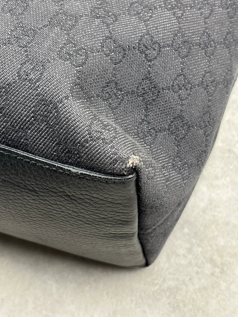 Gucci Black Canvas GG Monogram Double G Charm Totebag qDYSuKJn 17