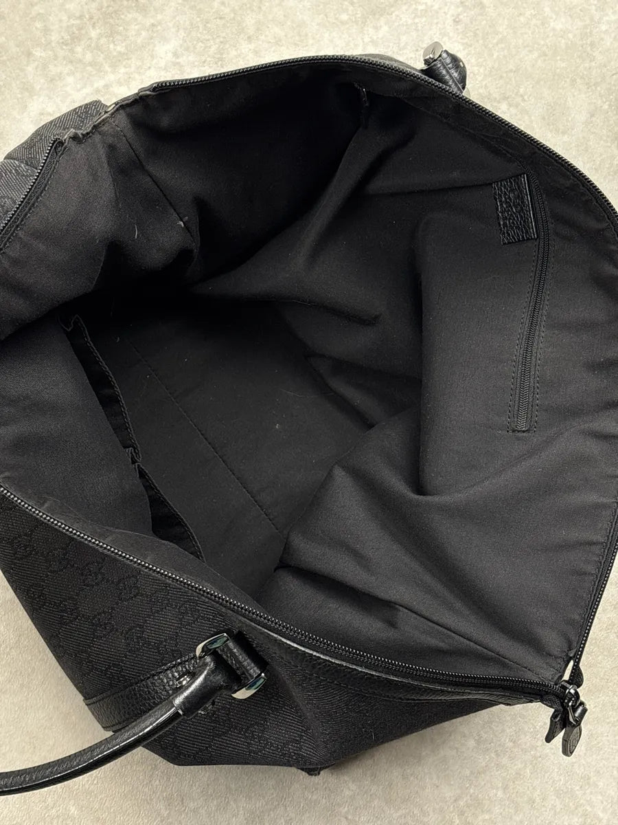 Gucci Black Canvas GG Monogram Double G Charm Totebag qDYSuKJn 5