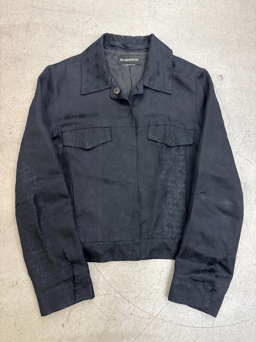 2000s Ann Demeulemeester Black Jacquard Cropped Jacket qEeIGskA 2