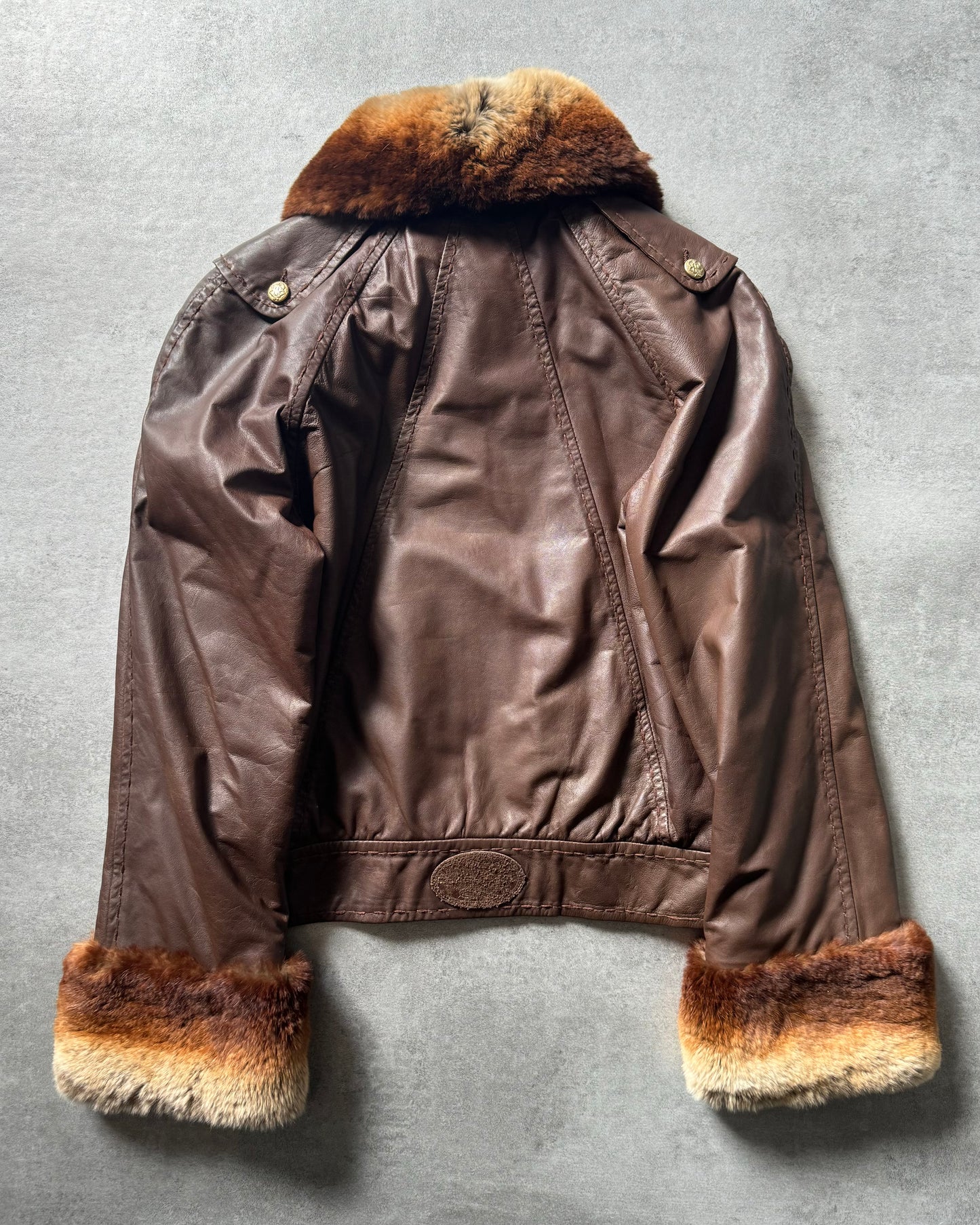 2000s Roberto Cavalli Brown Fur Optimum Leather Jacket  (S) - 2
