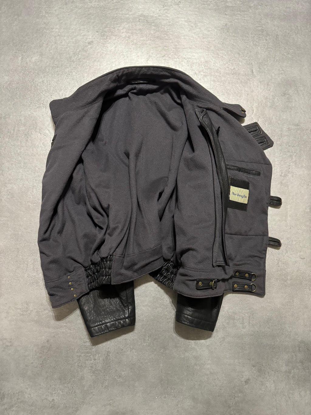 1990s Mac Douglas Black Asymmetrical Combat Leather Bomber Jacket (M/L) - 3