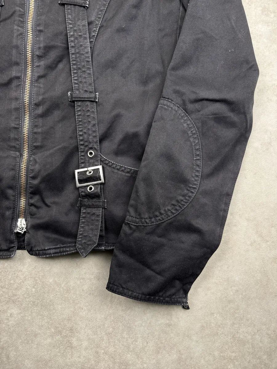 AW2003 Versace Black Buckle Strap Bondage Avant-garde Light Jacket qQHLuOHg 8