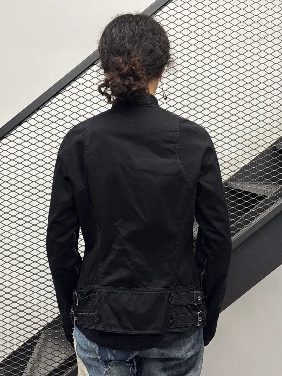 AW2003 Versace Black Buckle Strap Bondage Avant-garde Light Jacket qQHLuOHg 2
