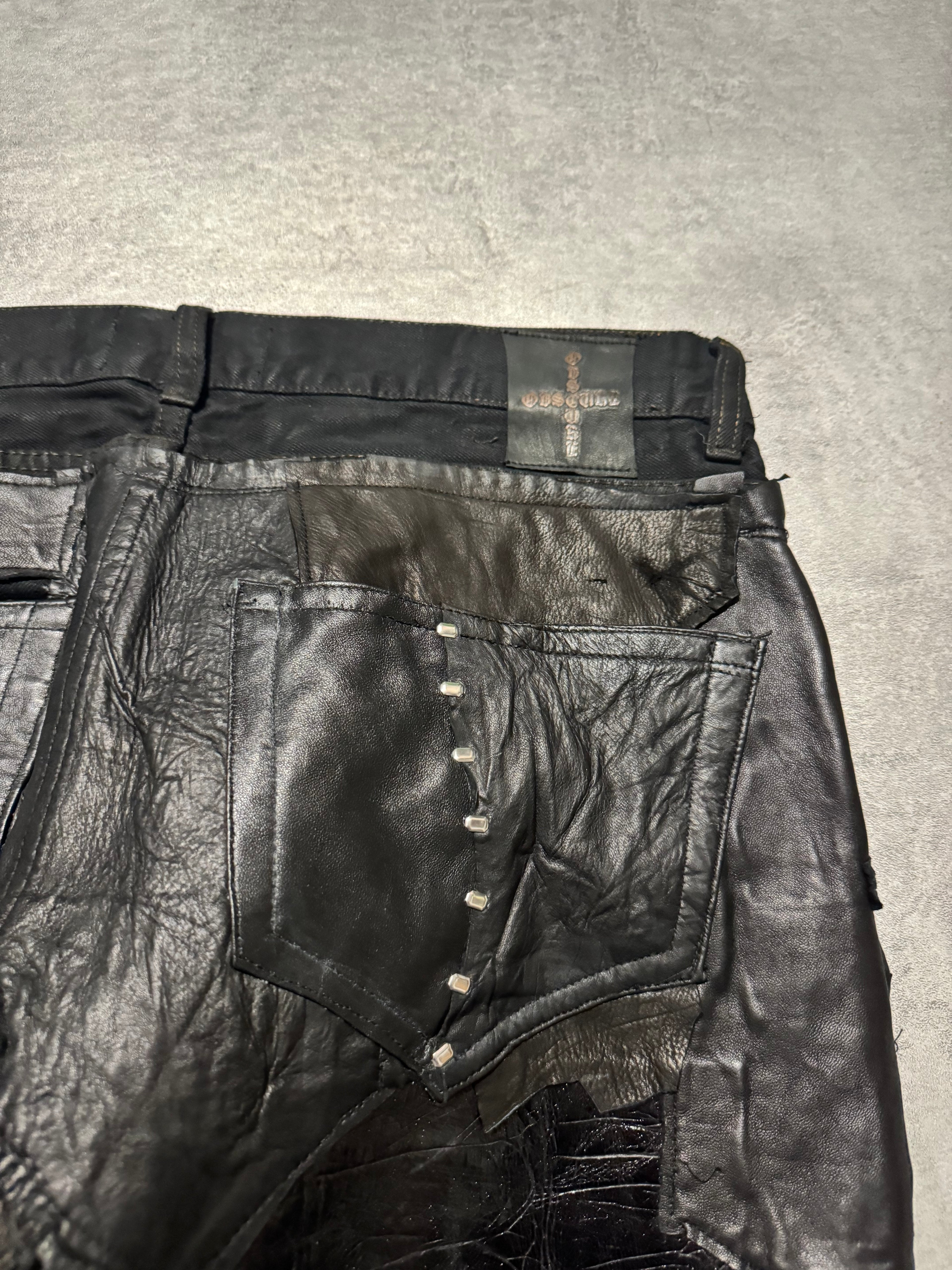 Artisanal Obscure Italian Lab Reworked Leather Crafted Black Pants (M/L) - 6