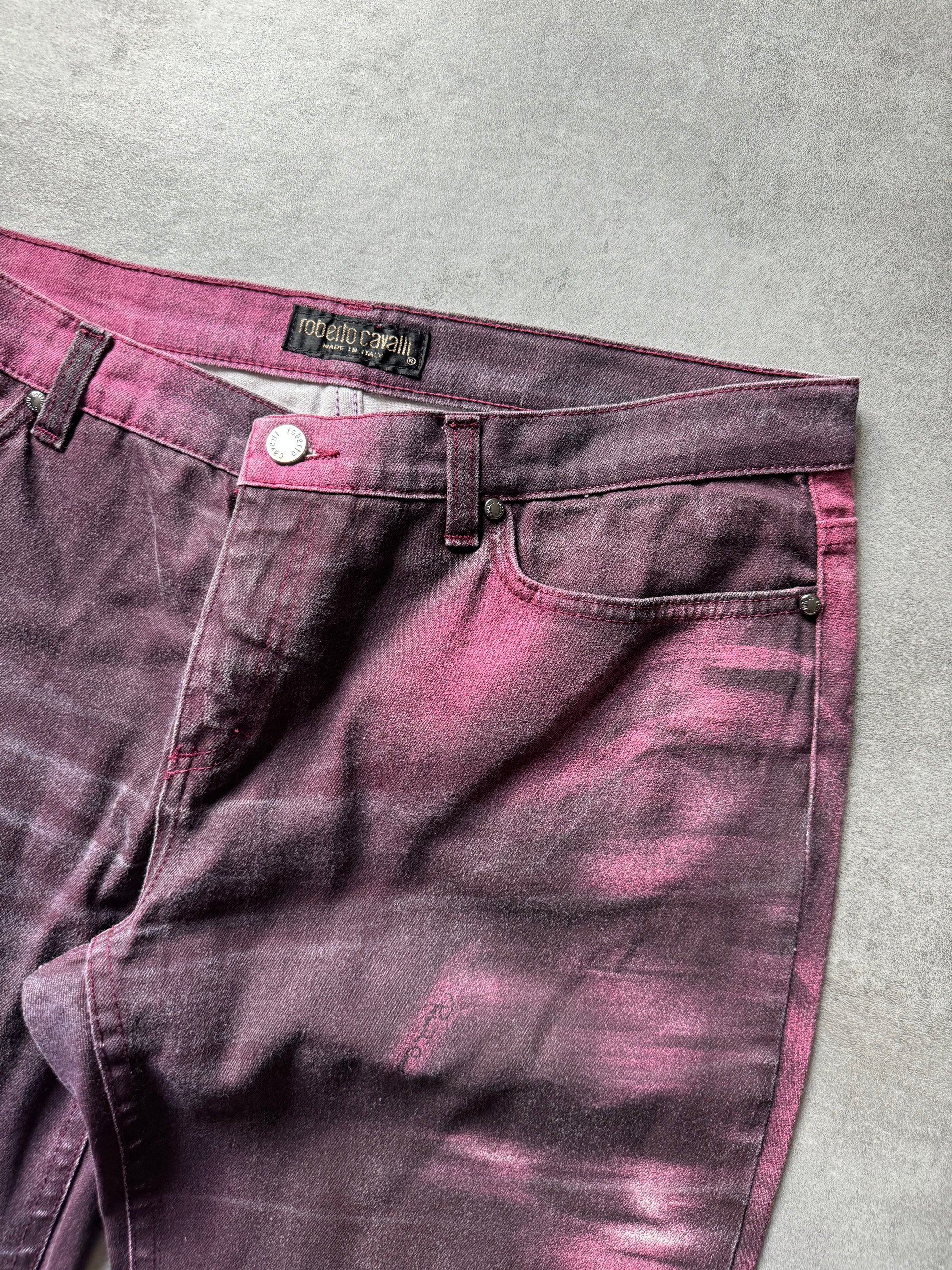 AW2000 Roberto Cavalli Floral Purple Spectrum Pants (L) - 6