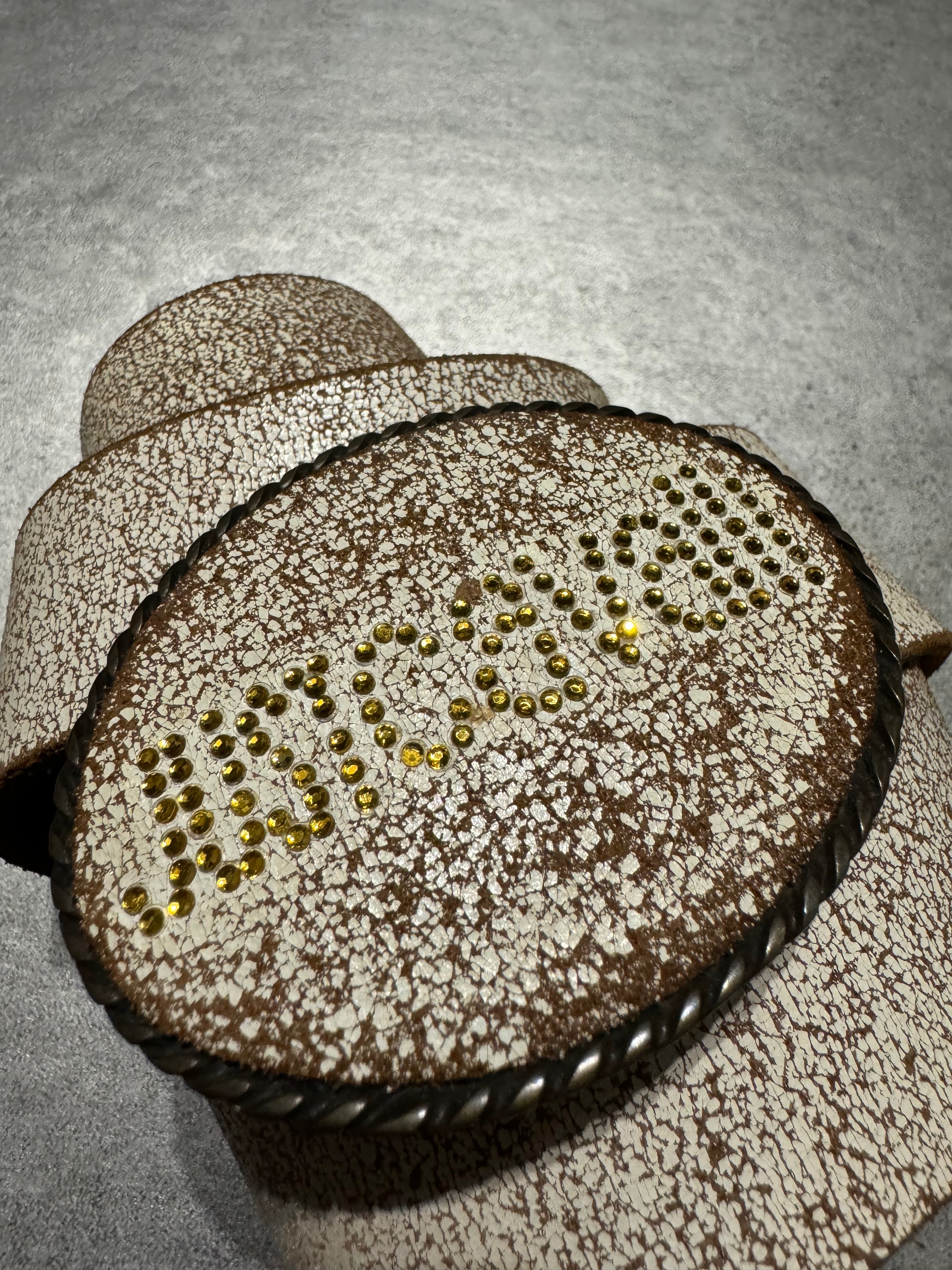 2000s Cavalli White Cracked Leather Artisanal Belt (OS) - 6