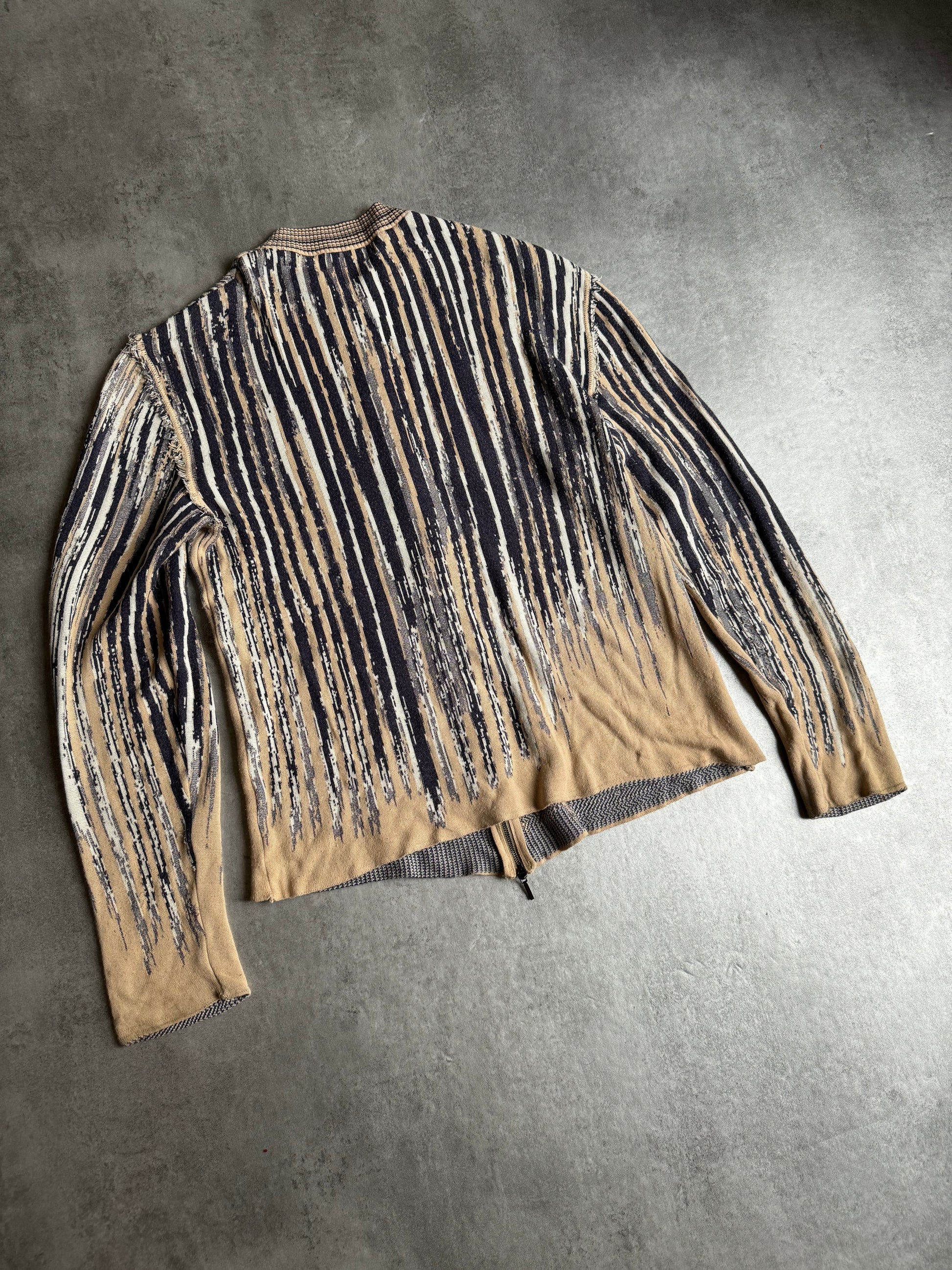 SS2002 Roberto Cavalli Contemporary Striped Zip-up Sweater. (M/L) - 5