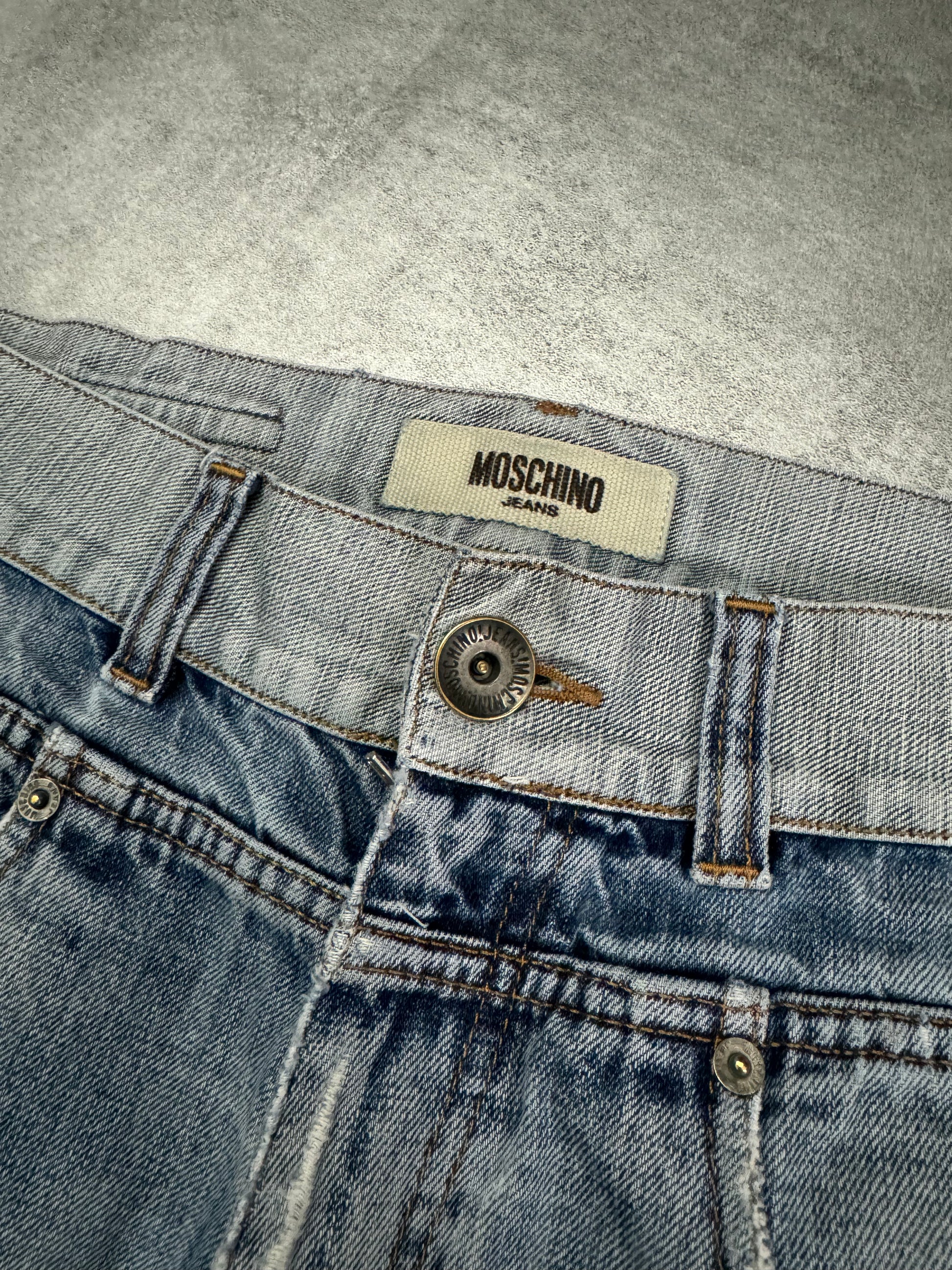 2000s Moschino Peace Distressed Blue Denim Jeans (S) - 6