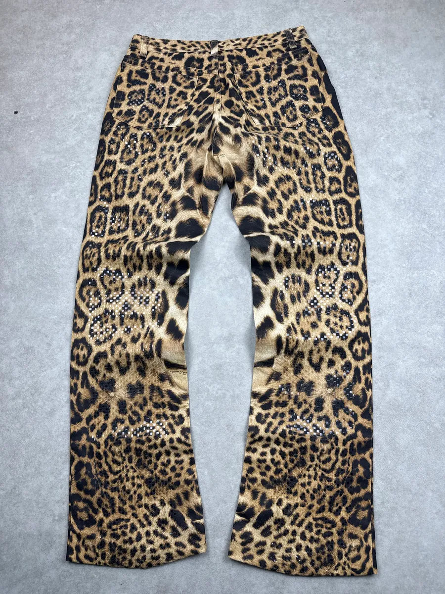 2000s Roberto Cavalli Leopard Embellished Royal Pants qarmxJHt 4