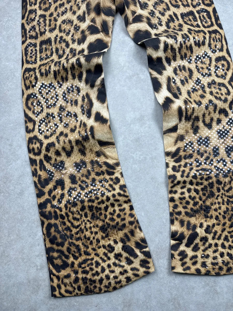 2000s Roberto Cavalli Leopard Embellished Royal Pants qarmxJHt 9