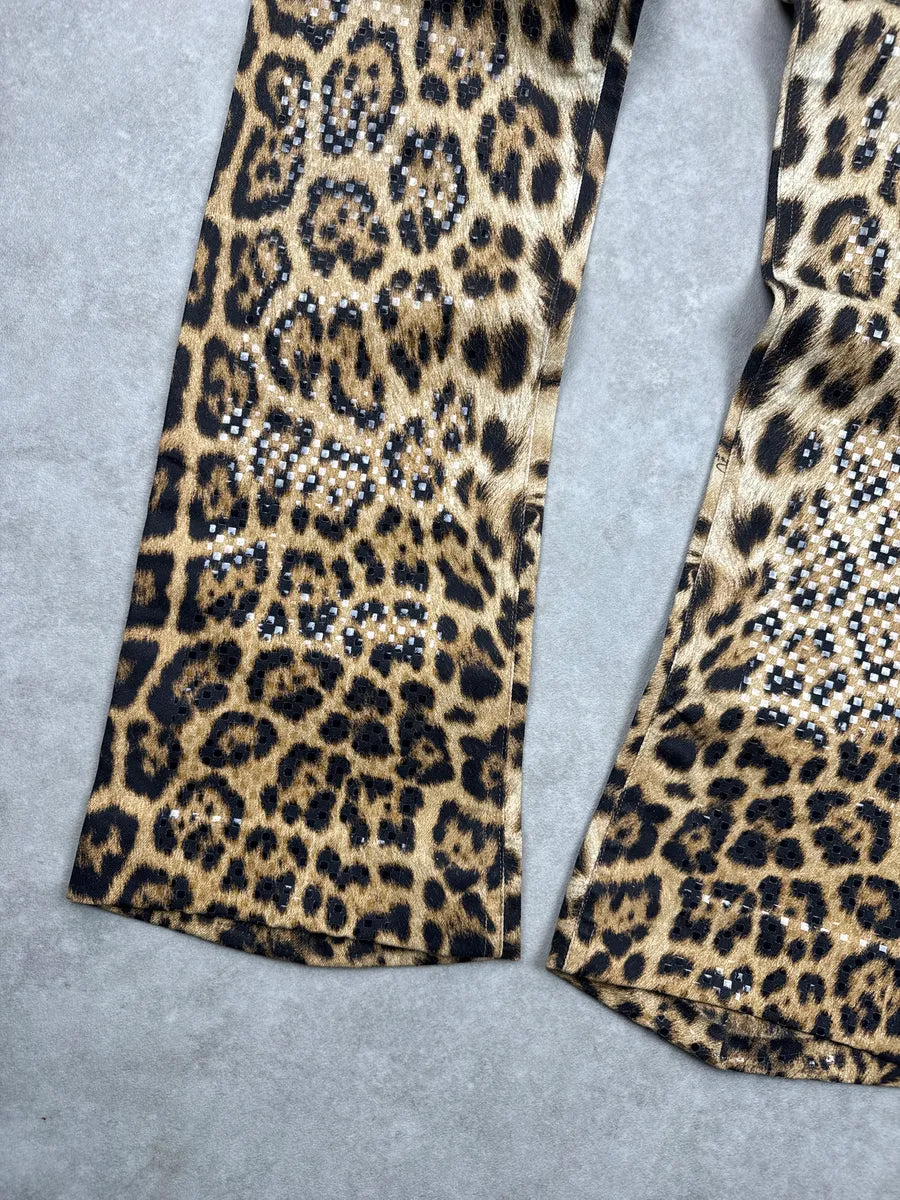 2000s Roberto Cavalli Leopard Embellished Royal Pants qarmxJHt 5