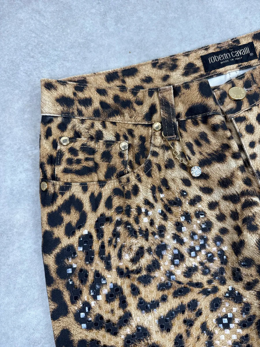 2000s Roberto Cavalli Leopard Embellished Royal Pants qarmxJHt 11