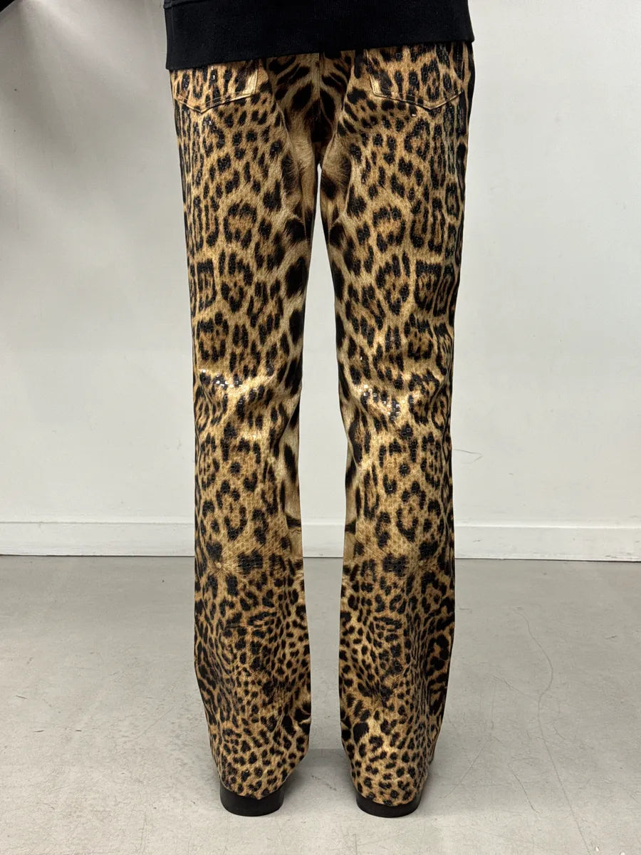 2000s Roberto Cavalli Leopard Embellished Royal Pants qarmxJHt 3