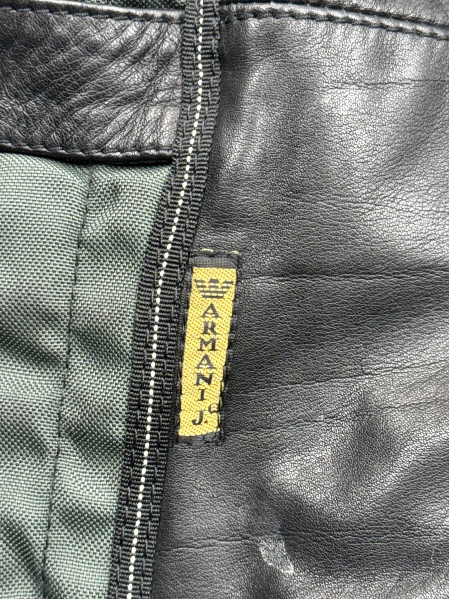 2000s Armani Black Leather Biker Quilted Panel Leather Jacket qbeodtgD 14