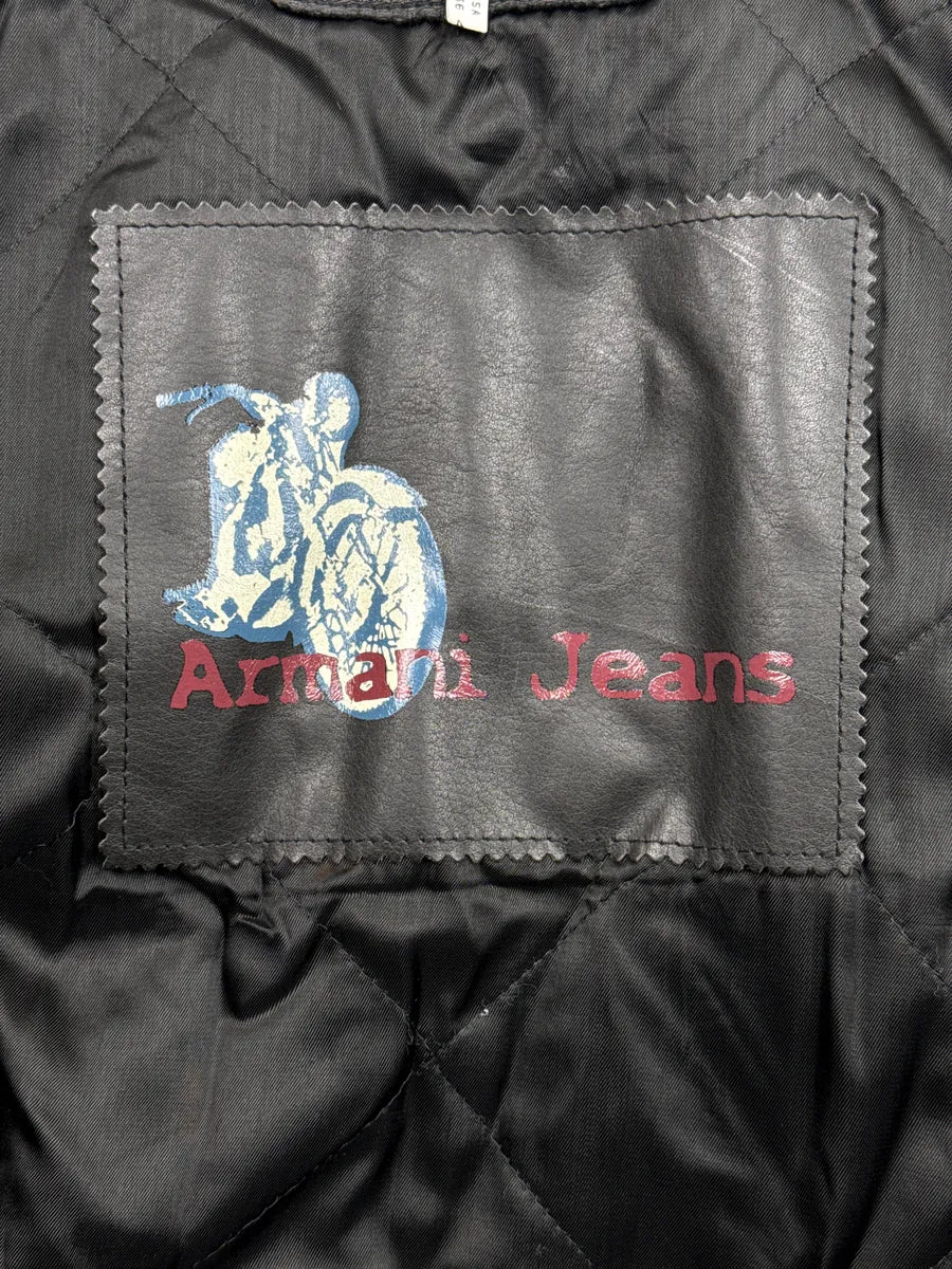 2000s Armani Black Leather Biker Quilted Panel Leather Jacket qbeodtgD 15