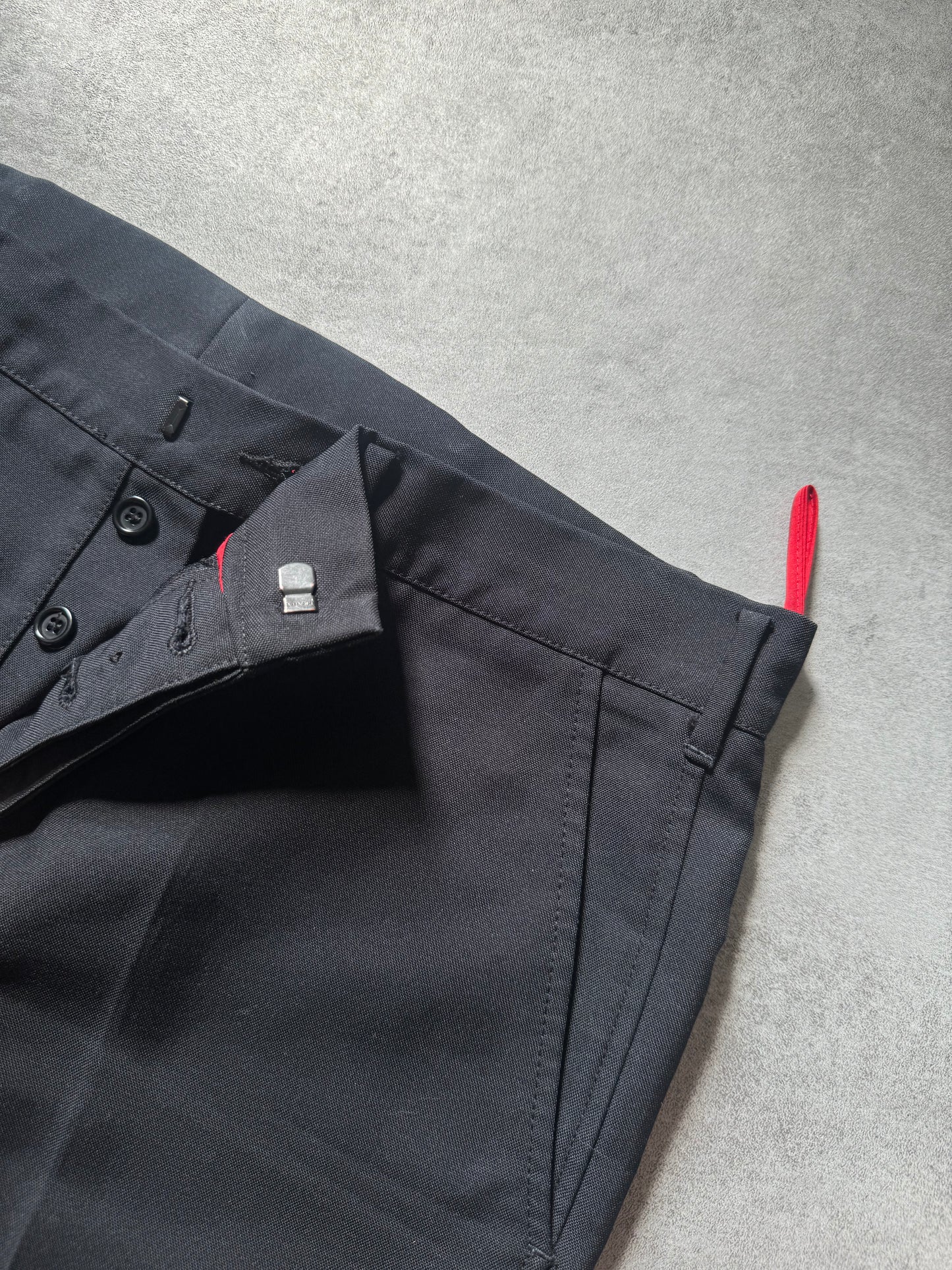 SS2003 Prada Black Zip Linea Rossa Suit Pants (L) - 8