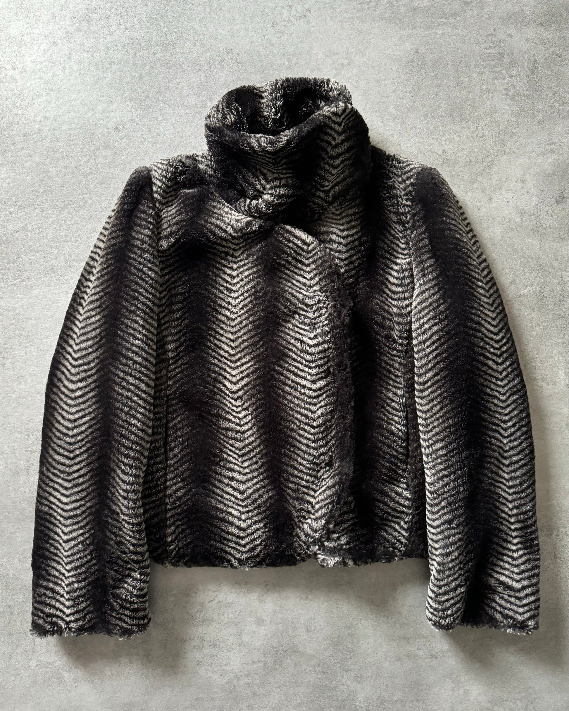 AW2009 Emporio Armani Fur Harmonious Striped Tern Jacket   (XS) - 3