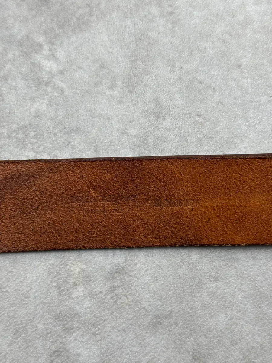 2000s Dolce & Gabbana Dark Brown Leather Cracked Eroded Belt qeoTUNwR 7