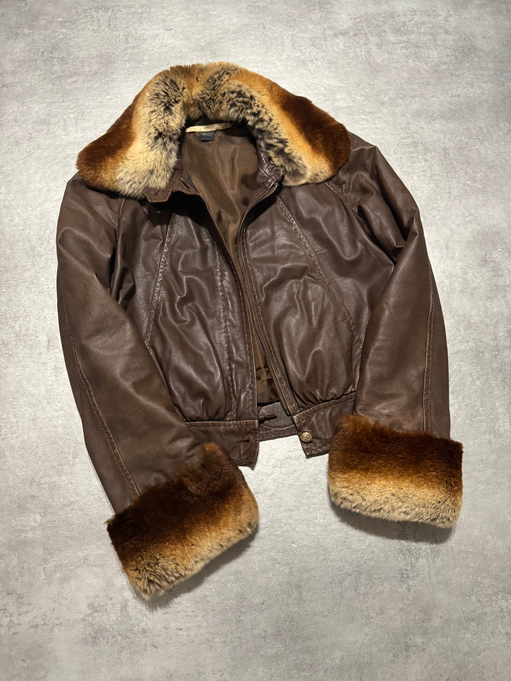 2000s Roberto Cavalli Brown Fur Optimum Leather Jacket  (XS) - 10