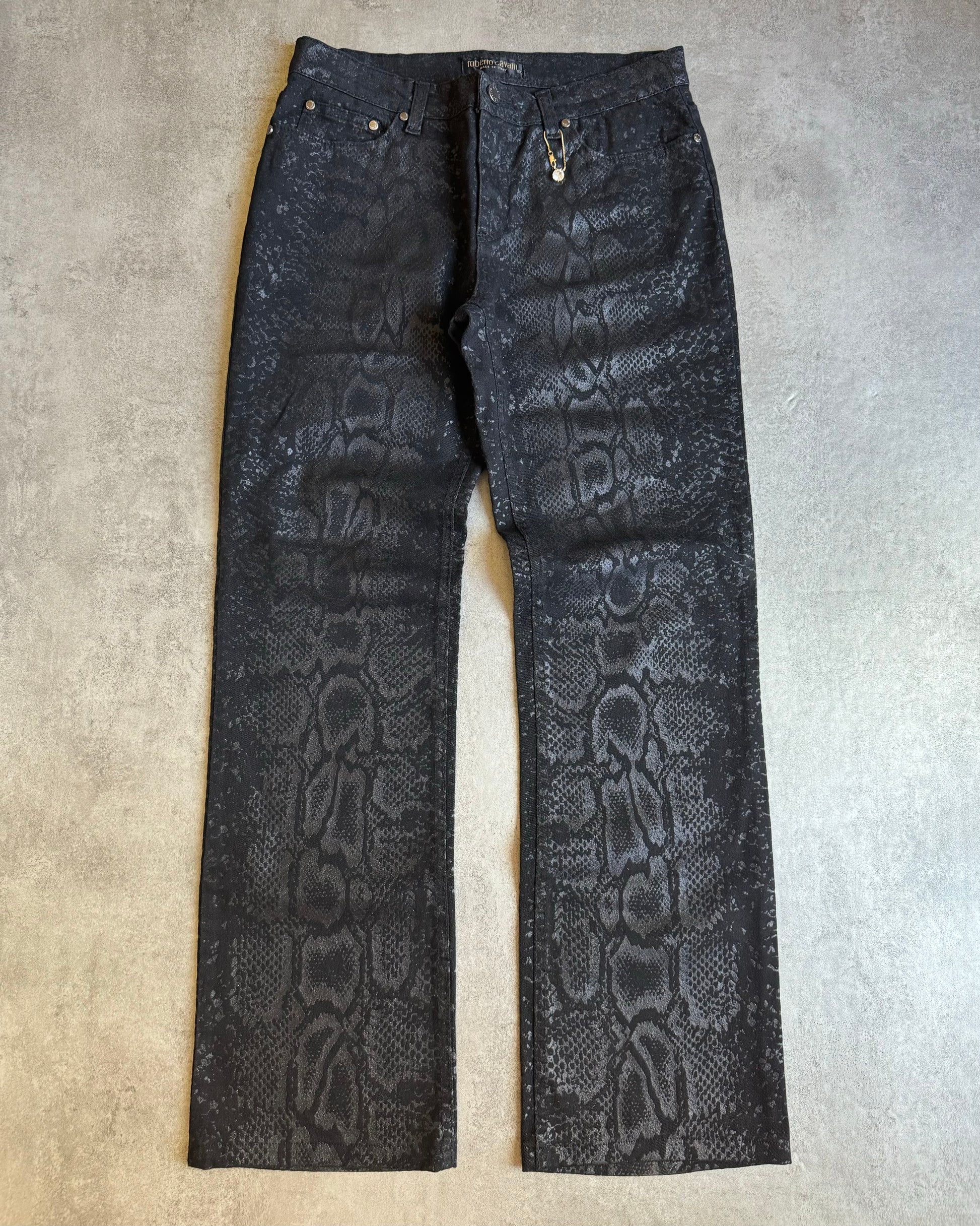 AW1999 Roberto Cavalli Black Serpent Python Pants (S) - 1