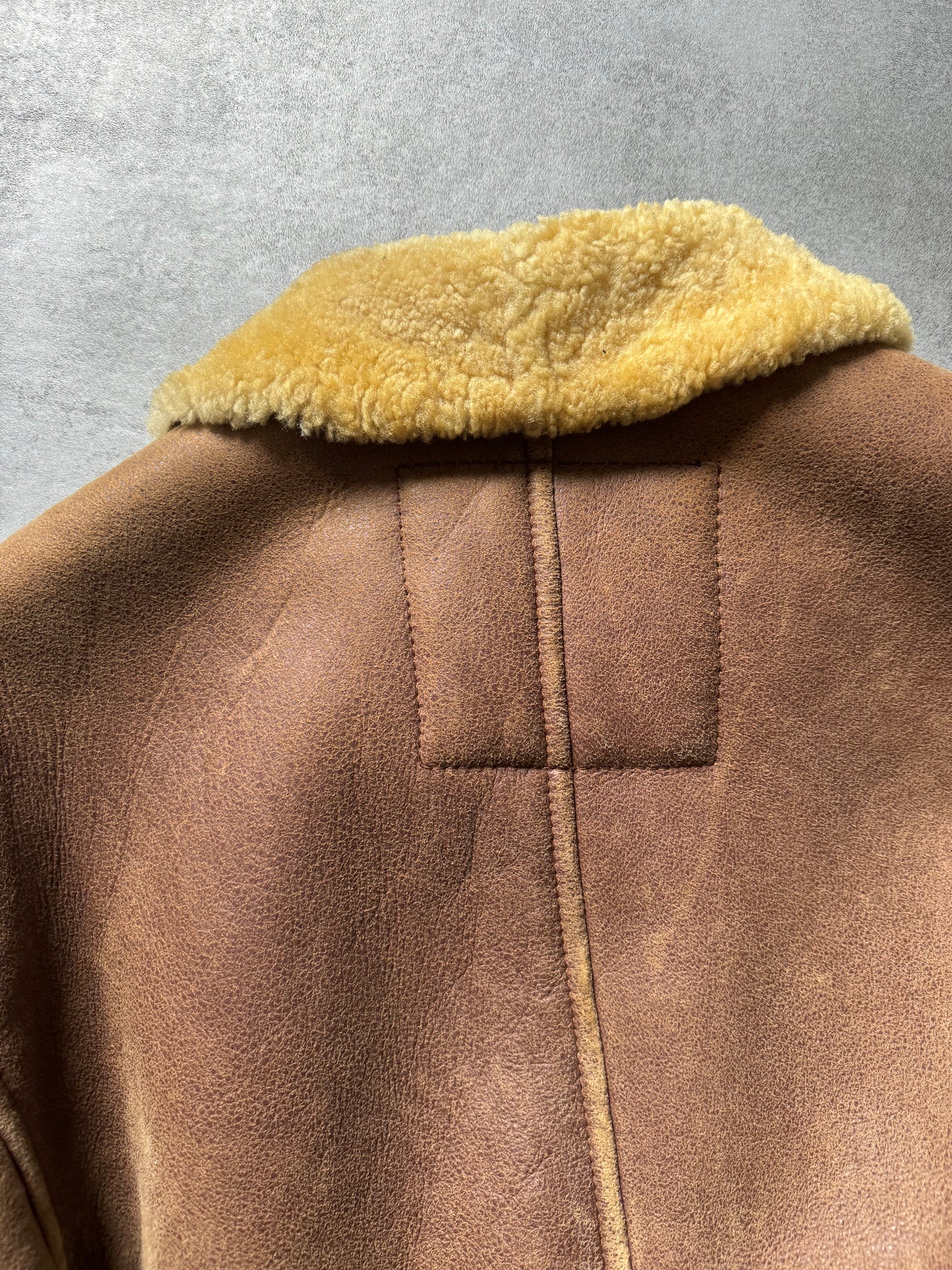 1980s Emporio Armani Brown Shearling Leather Jacket (L) - 3