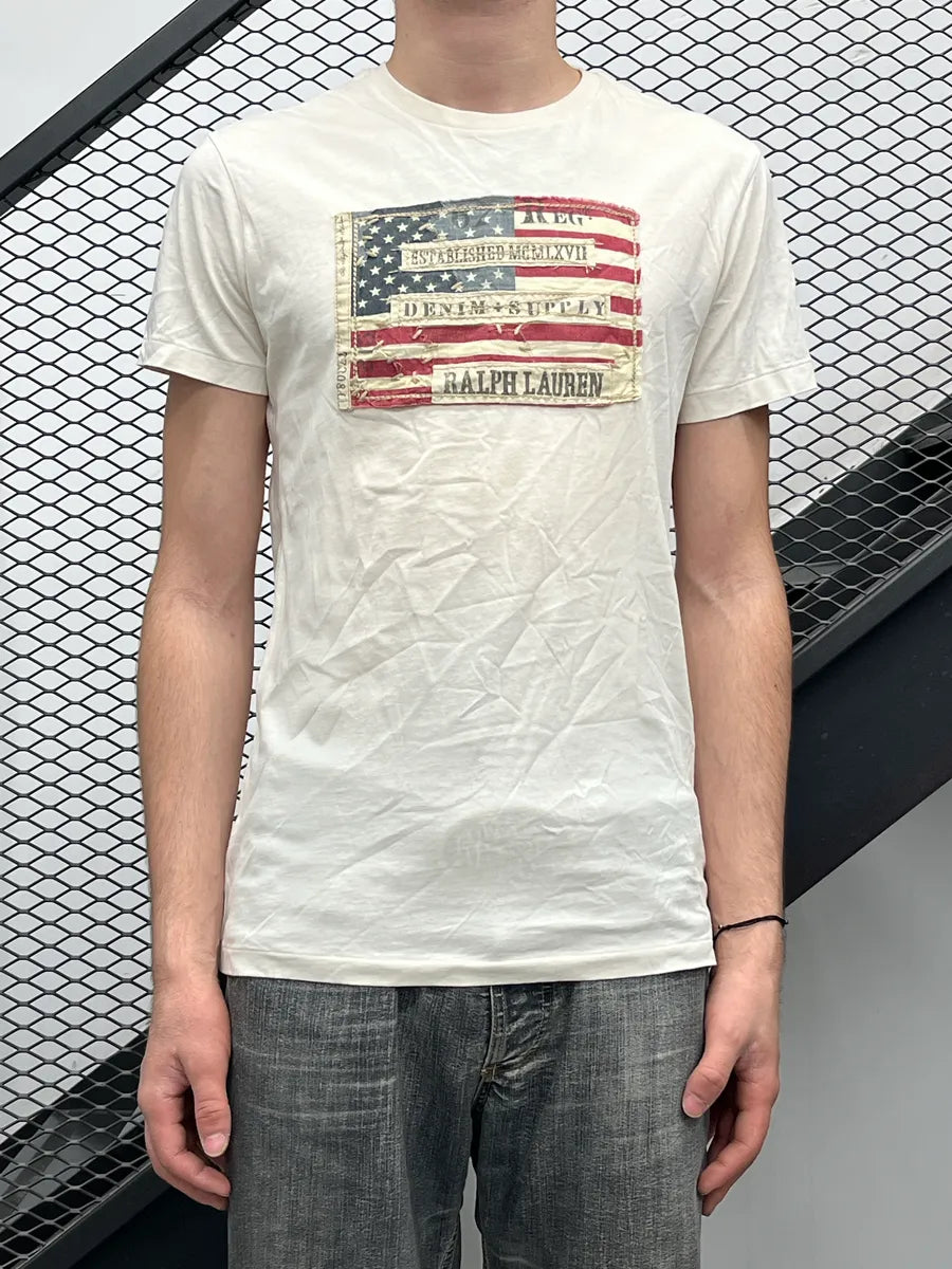 2010s Ralph Lauren Off-White American Flag Distressed T-Shirt qmyMtHlZ 1