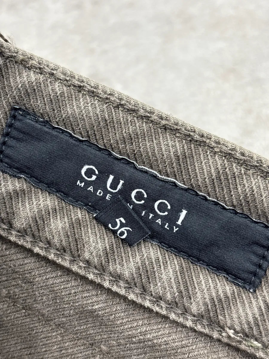 AW2006 Gucci Taupe Brown Twill Moto Jeans by Frida Giannini qpZDlRrr 11