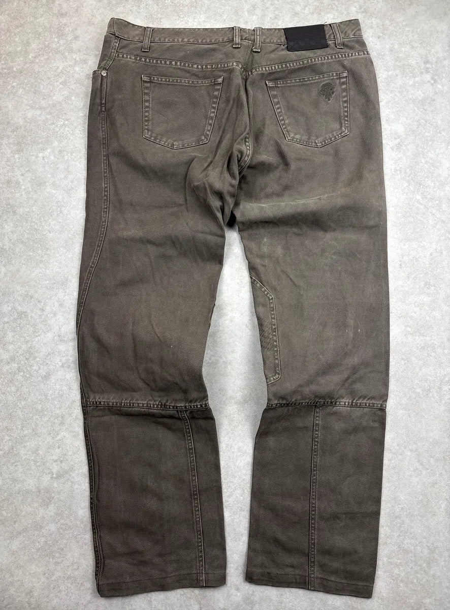 AW2006 Gucci Taupe Brown Twill Moto Jeans by Frida Giannini qpZDlRrr 4