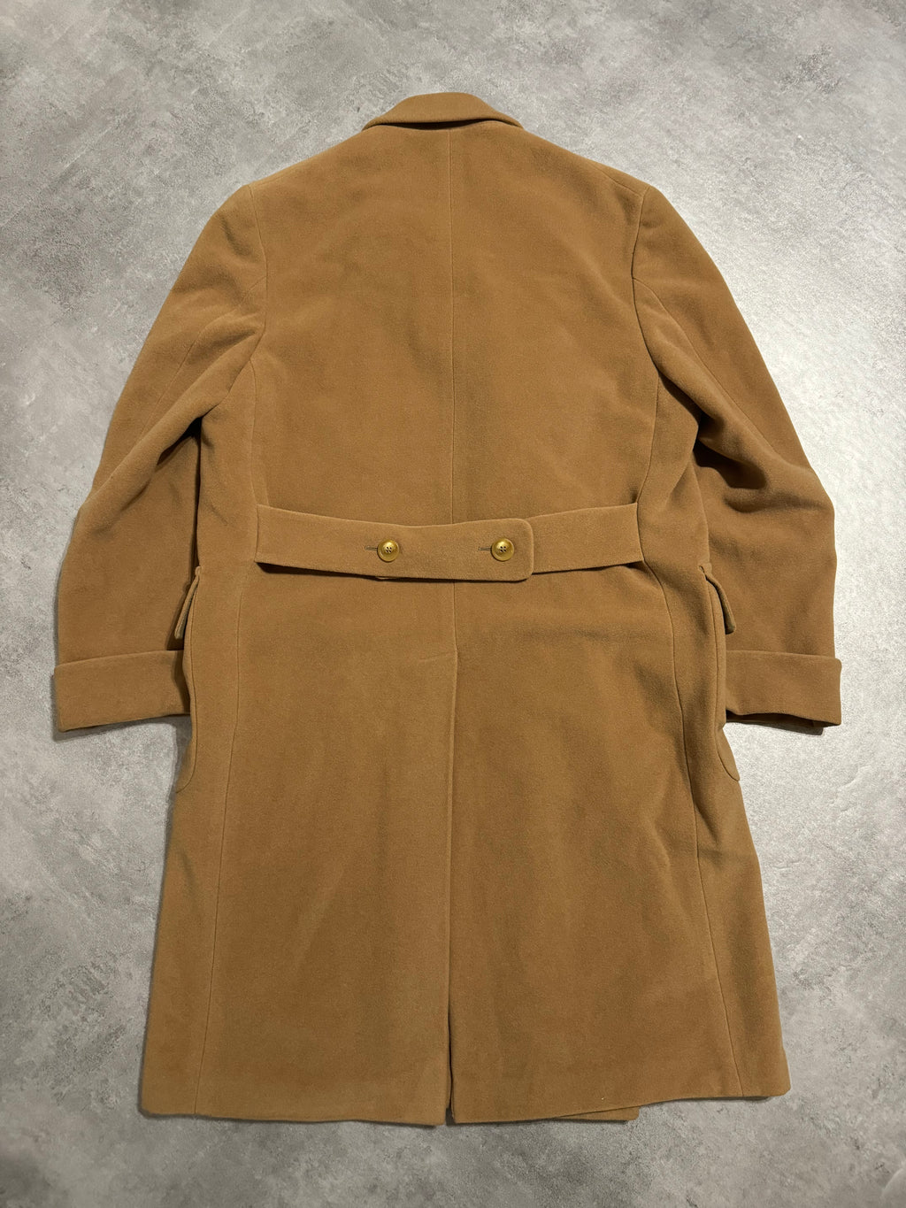 1990s Emporio Armani Camel Italian Captain Wool Trench Coat 1990s Emporio Armani Camel Italian Captain Wool Trench Coat