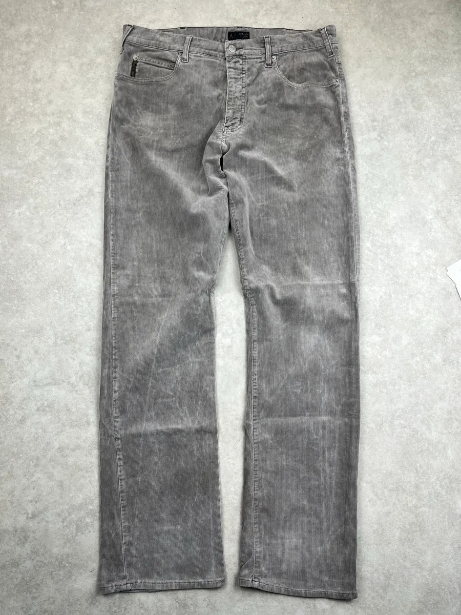 2000s Armani Grey Corduroy Cozy Jeans qvoXWBJu 0