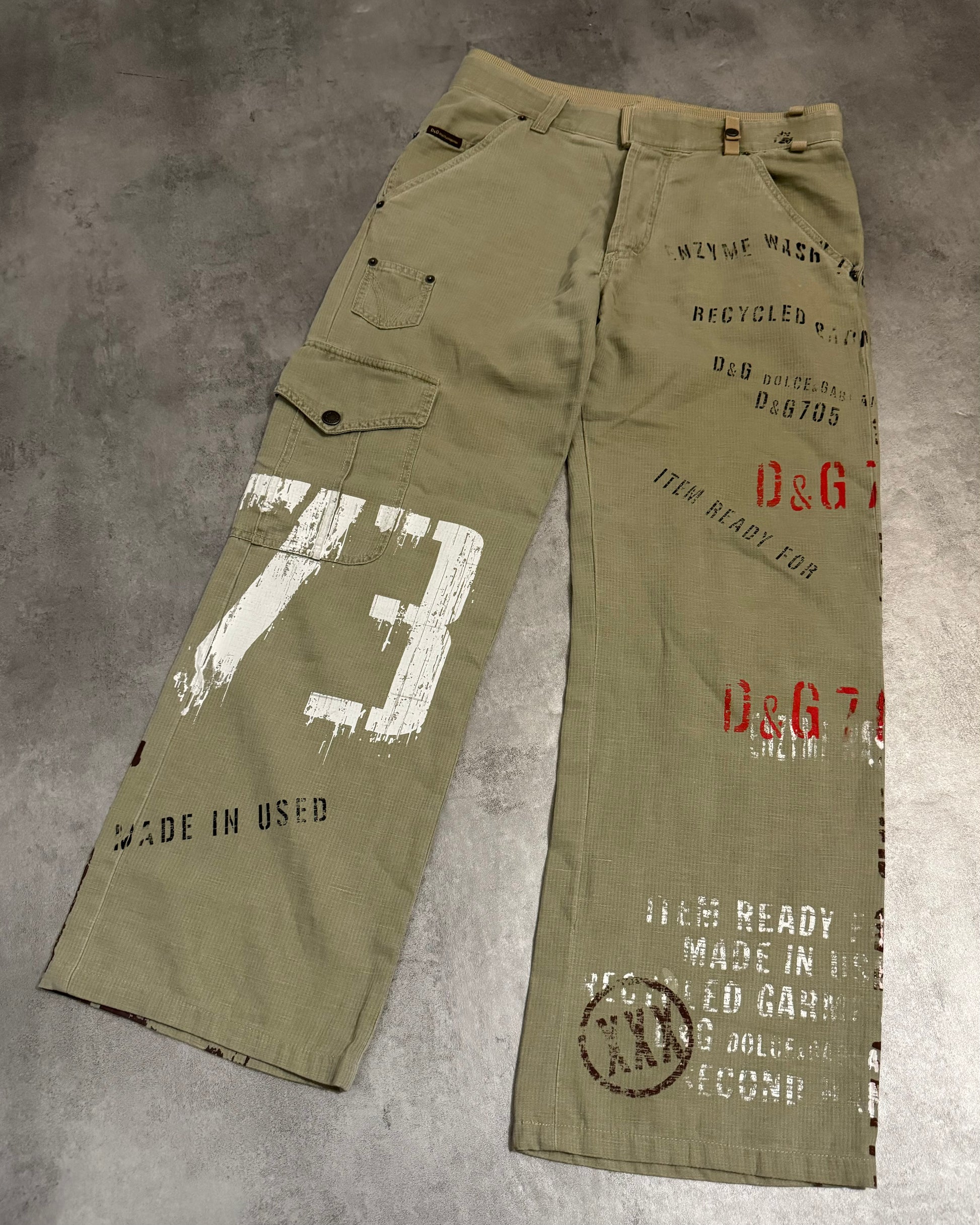 SS2005 Dolce & Gabbana Utilitarian Naval Green Cargo Pants (M) - 9