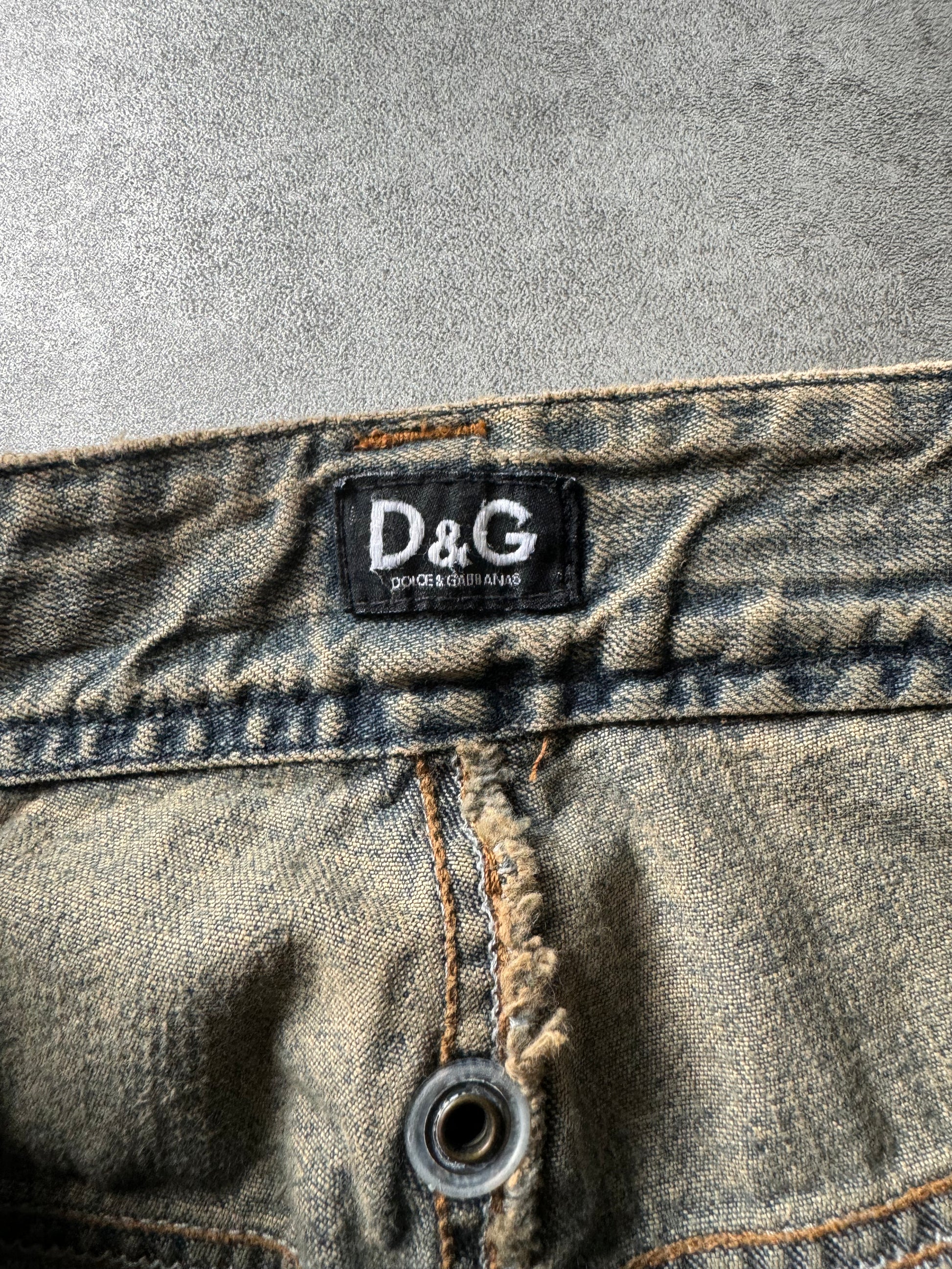 AW2003 Dolce & Gabbana Multi Zips Blue Denim Jeans (M) - 5