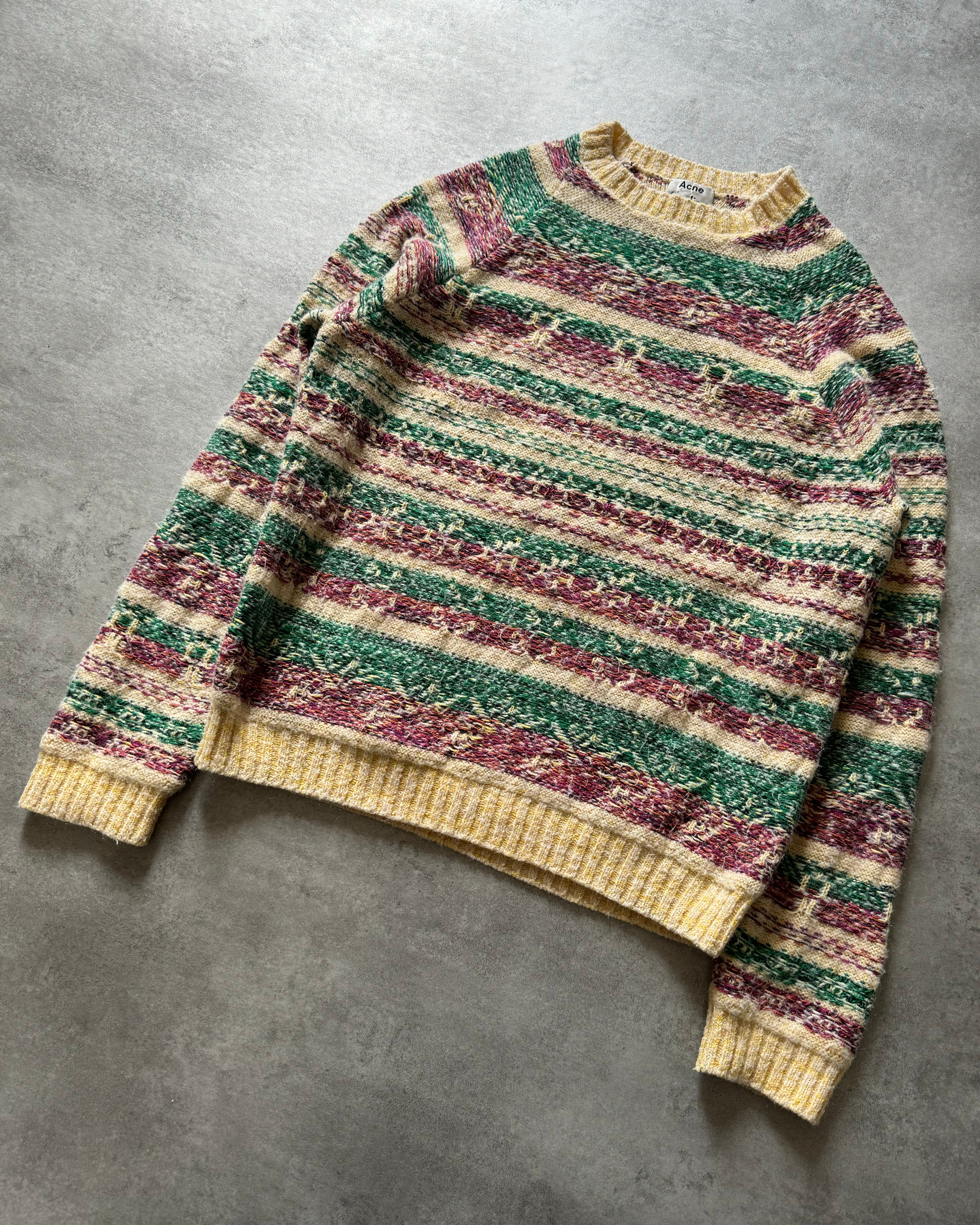 FW2019 Acne Studios Striped Intarsia Knit Tern Jacquard Sweater (L) - 7
