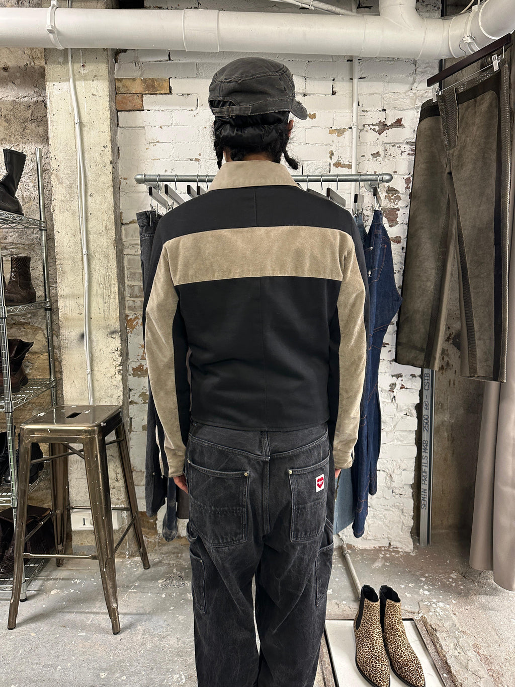 2000s Dolce & Gabbana Cross Suede Hybrid Architectural Jacket  (M) - 3