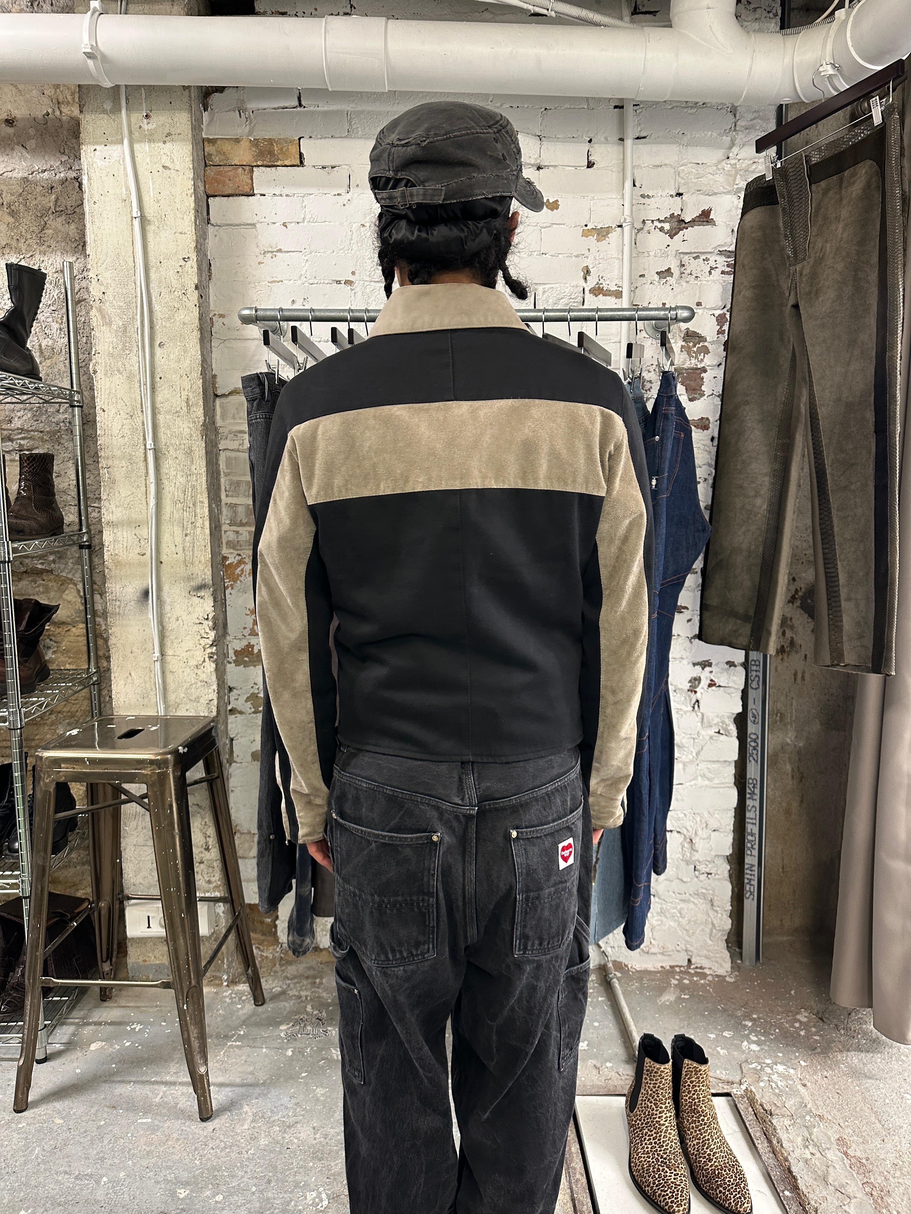 2000s Dolce & Gabbana Cross Suede Hybrid Architectural Jacket  (M) - 3