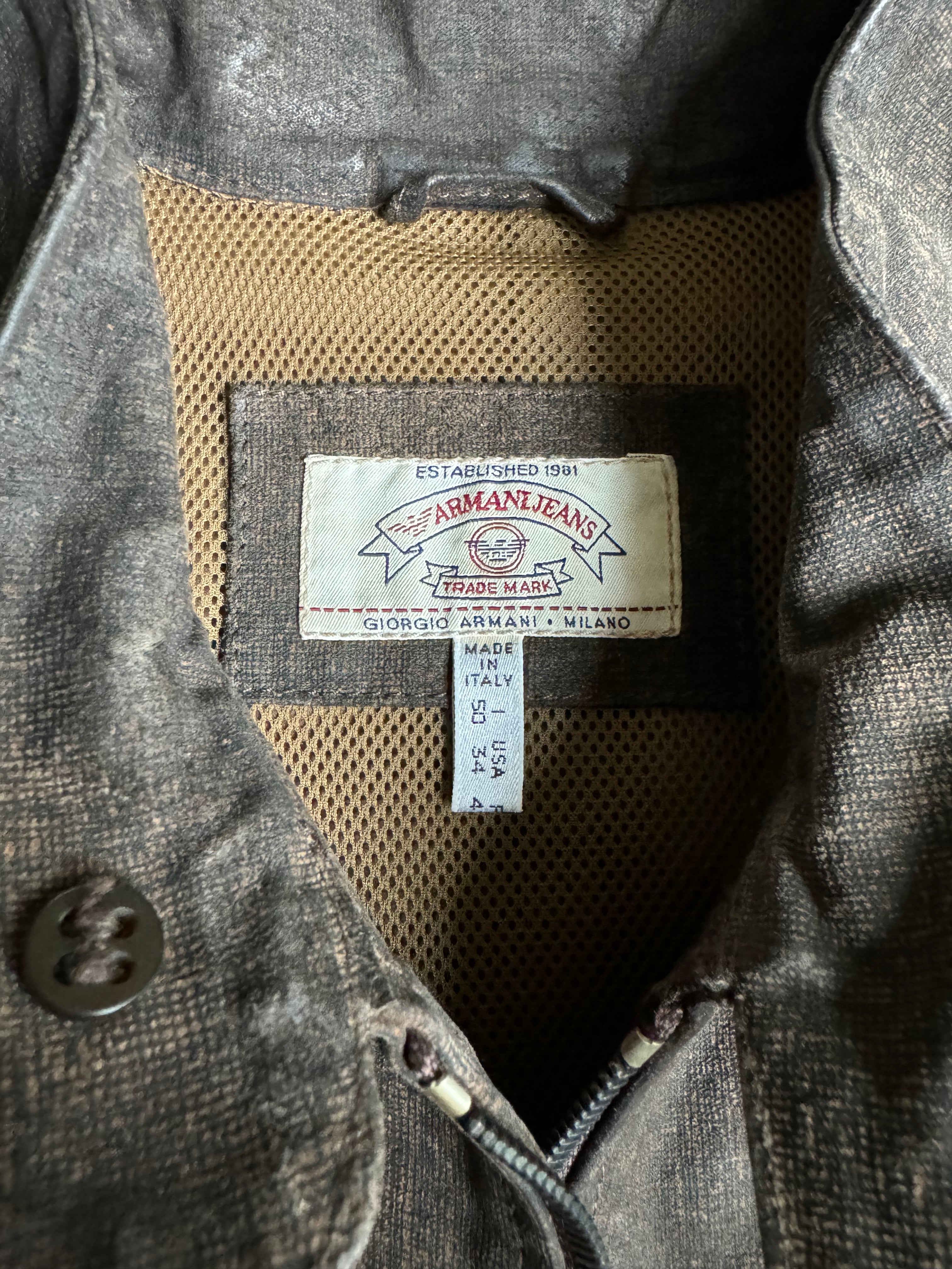 1990s Armani Brown Leather Light Biker Brown Jacket  (M/L) - 7