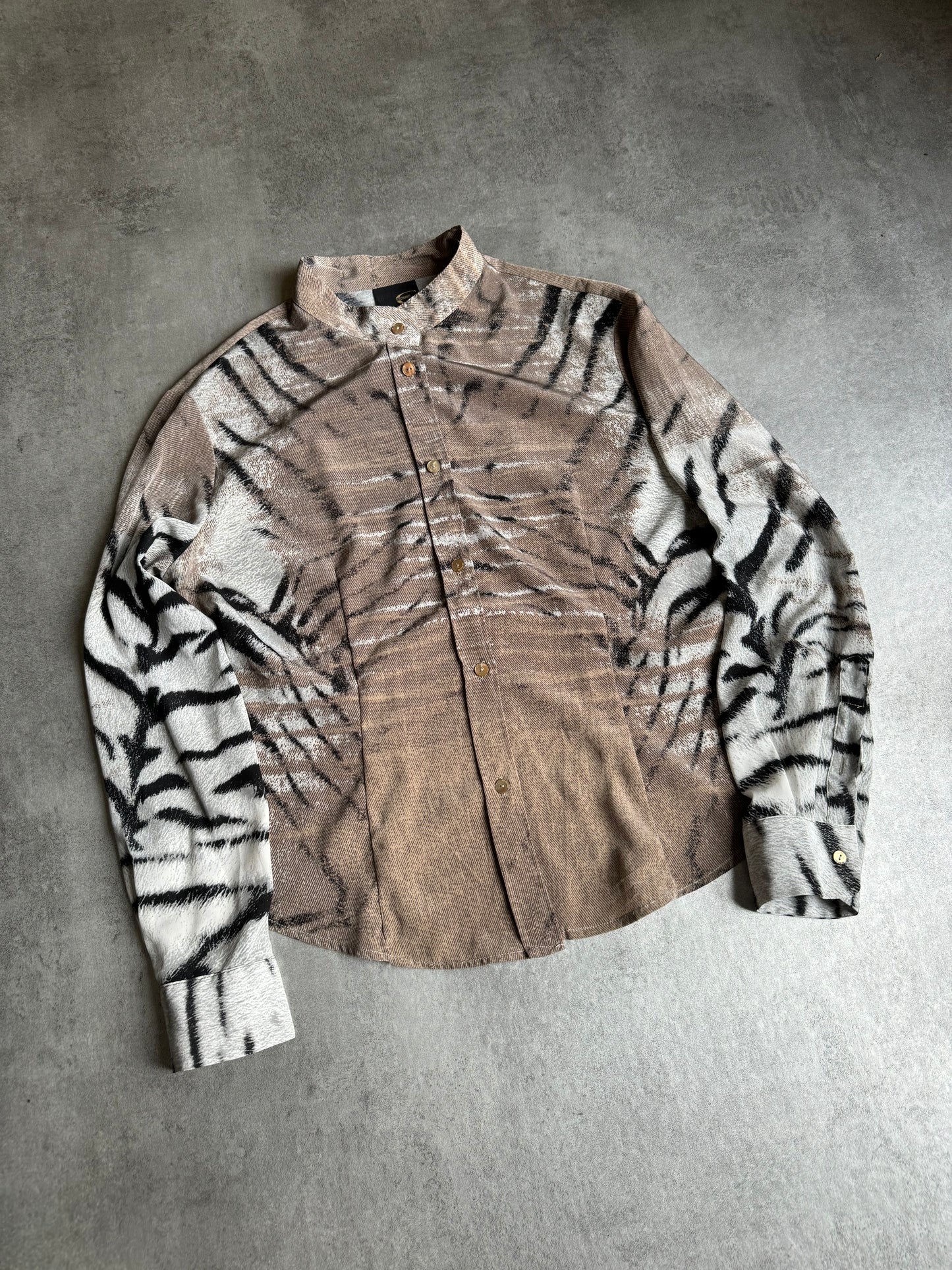 SS2002 Cavalli Hybrid Zebra Mao Shirt (S) - 7