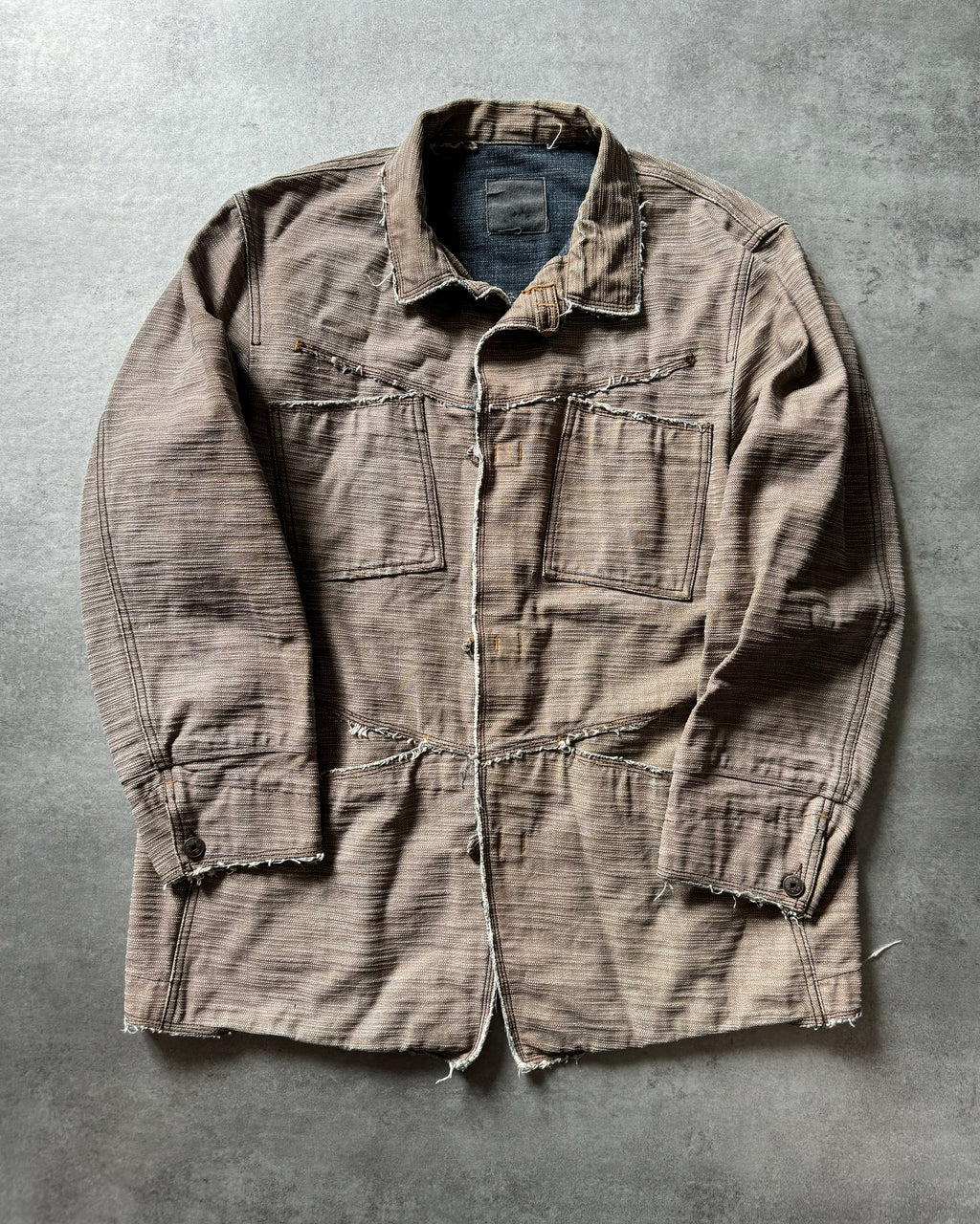 2000s Marithé + François Girbaud Archival Distressed Long Denim Jacket (L) - 1