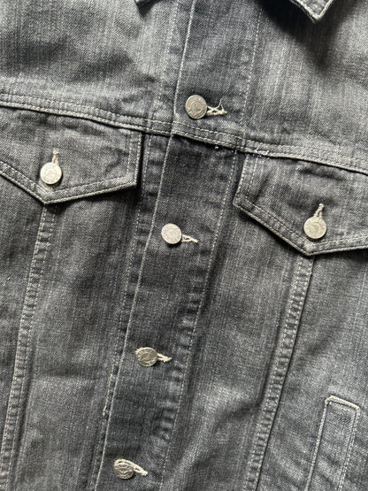 1990s Armani Grey Washed Denim Jacket  (L) - 5