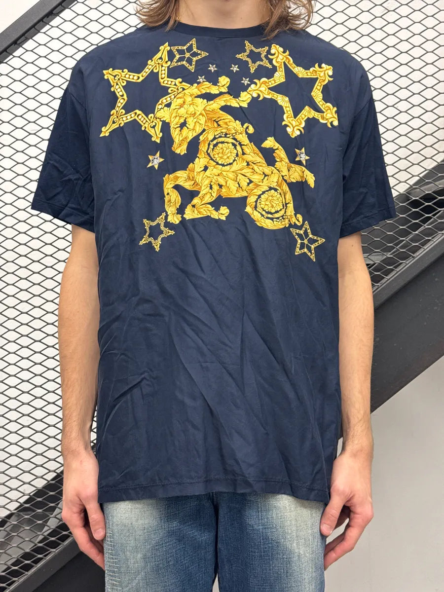 SS2016 Versace Navy Baroque Capricorn T-Shirt rJXPDsol 1