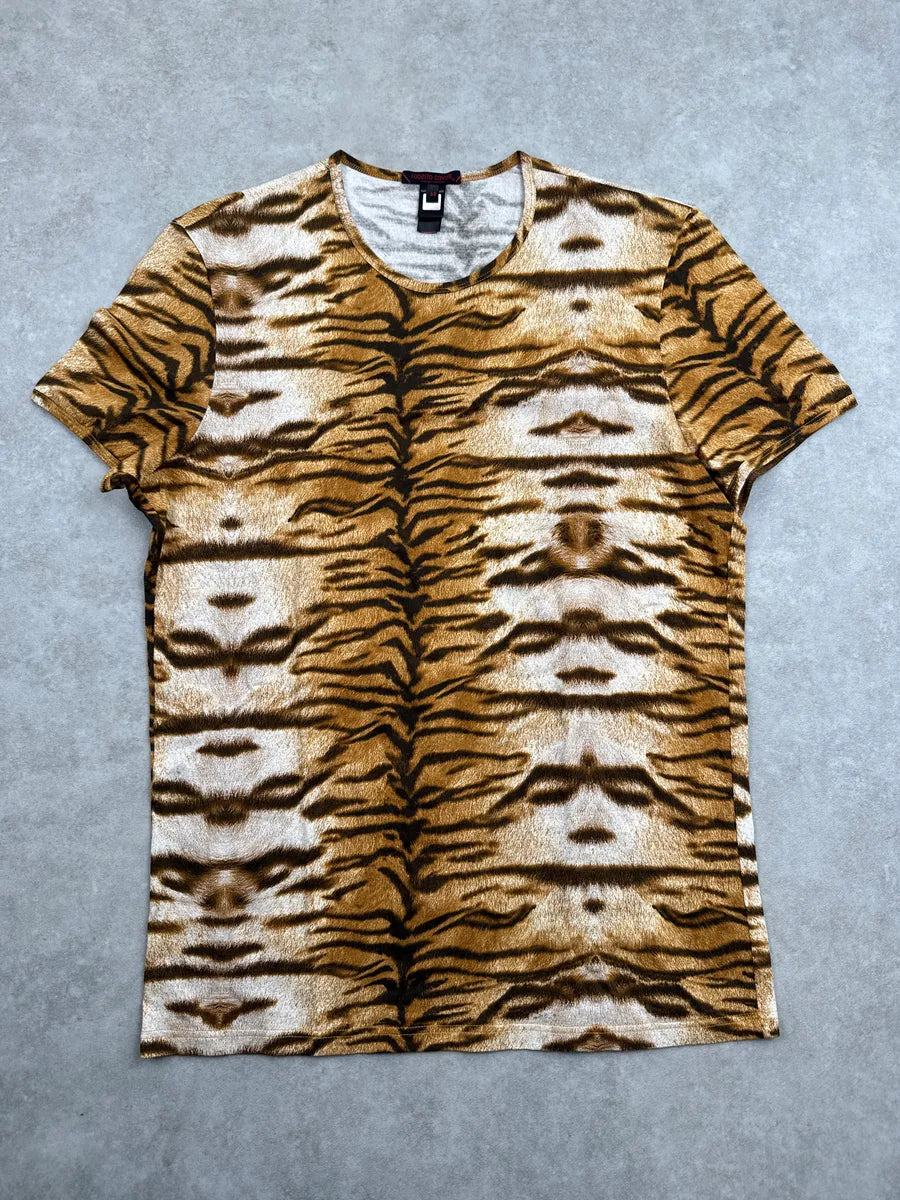 2000s Roberto Cavalli Brown Tiger Hallucination Pattern T-Shirt rMhGiCmd 0