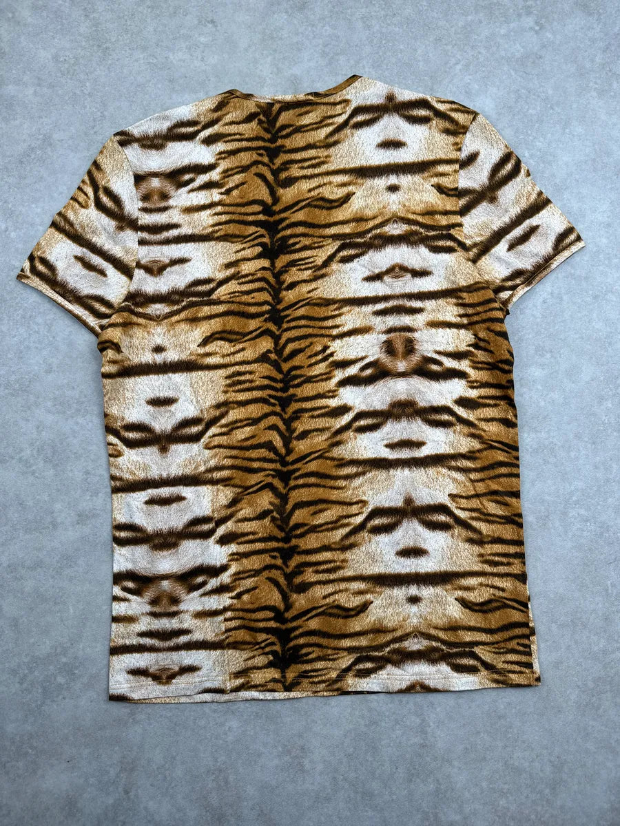2000s Roberto Cavalli Brown Tiger Hallucination Pattern T-Shirt rMhGiCmd 4