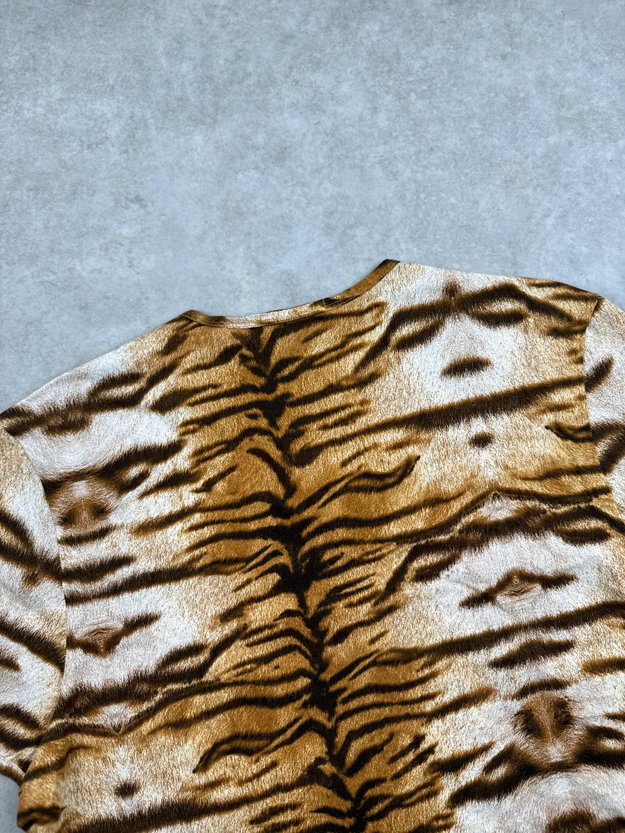 2000s Roberto Cavalli Brown Tiger Hallucination Pattern T-Shirt rMhGiCmd 7