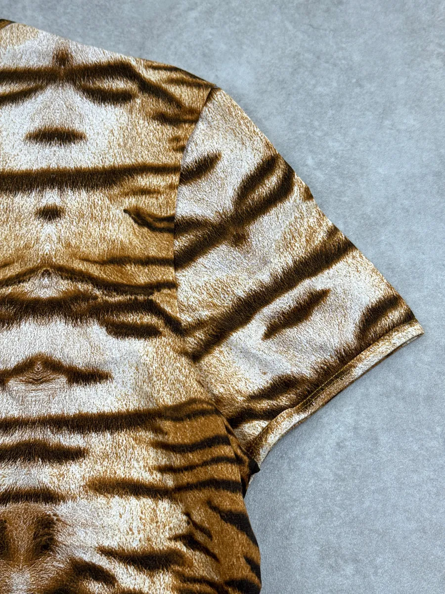 2000s Roberto Cavalli Brown Tiger Hallucination Pattern T-Shirt rMhGiCmd 8