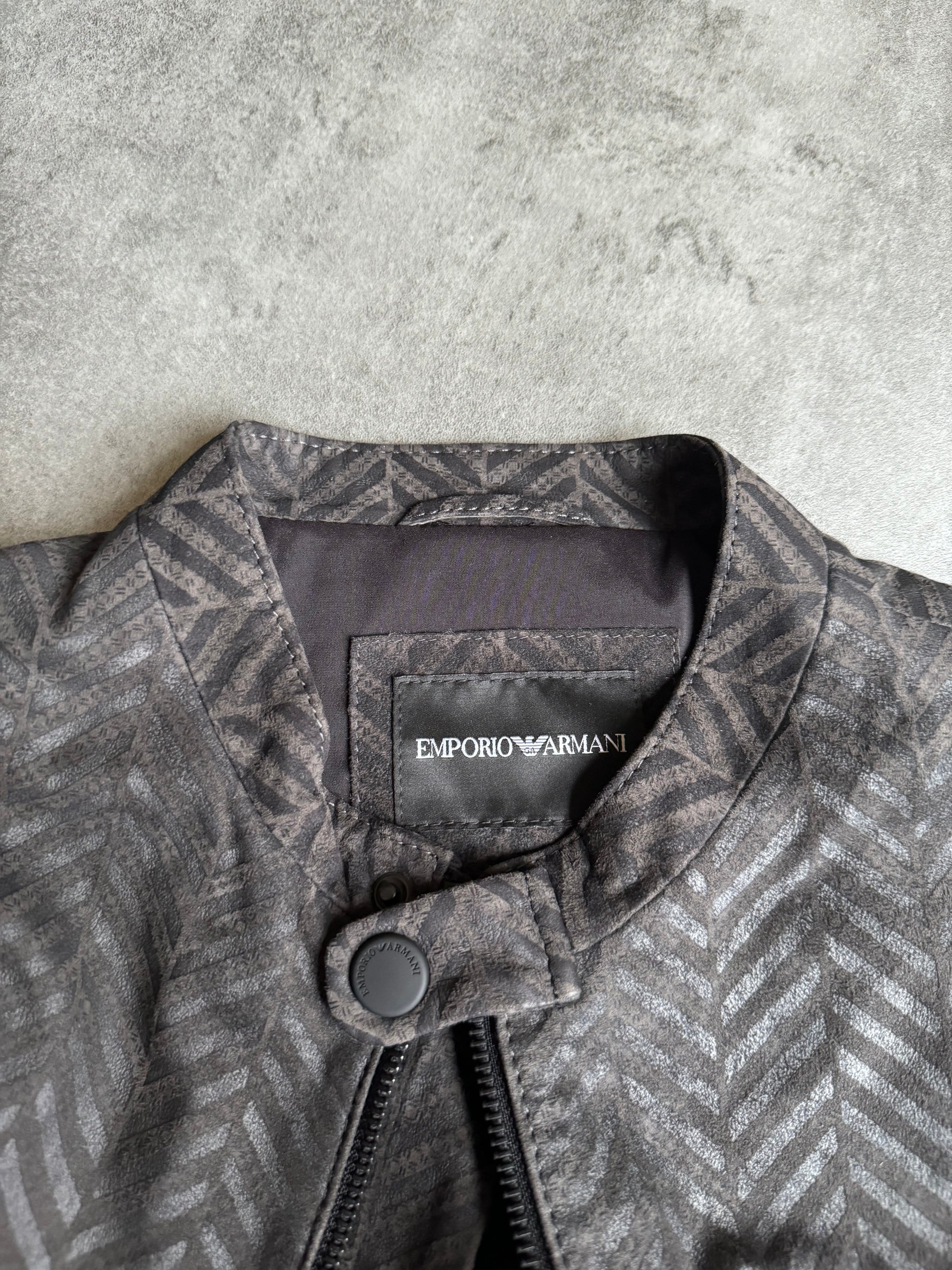 SS2021 Emporio Armani Tern Architectural Biker Goat Leather Jacket (S/M) - 3